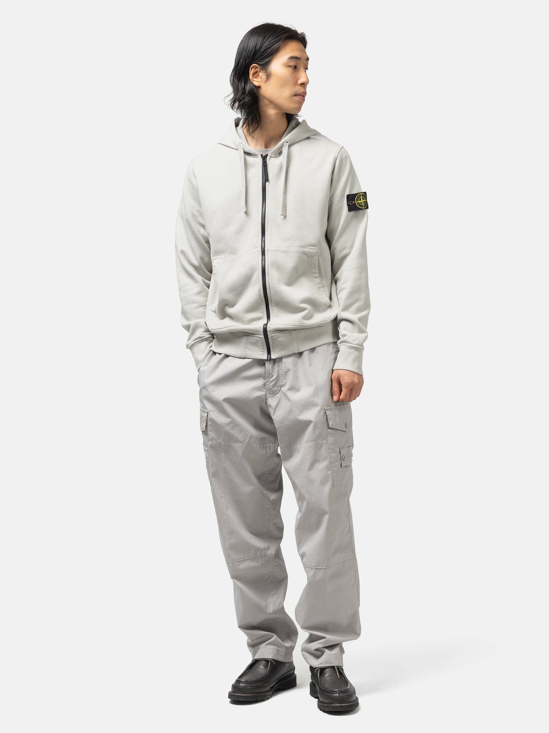 Stone Island Organic Cotton Hooded Sweatshirt Pearl Grey