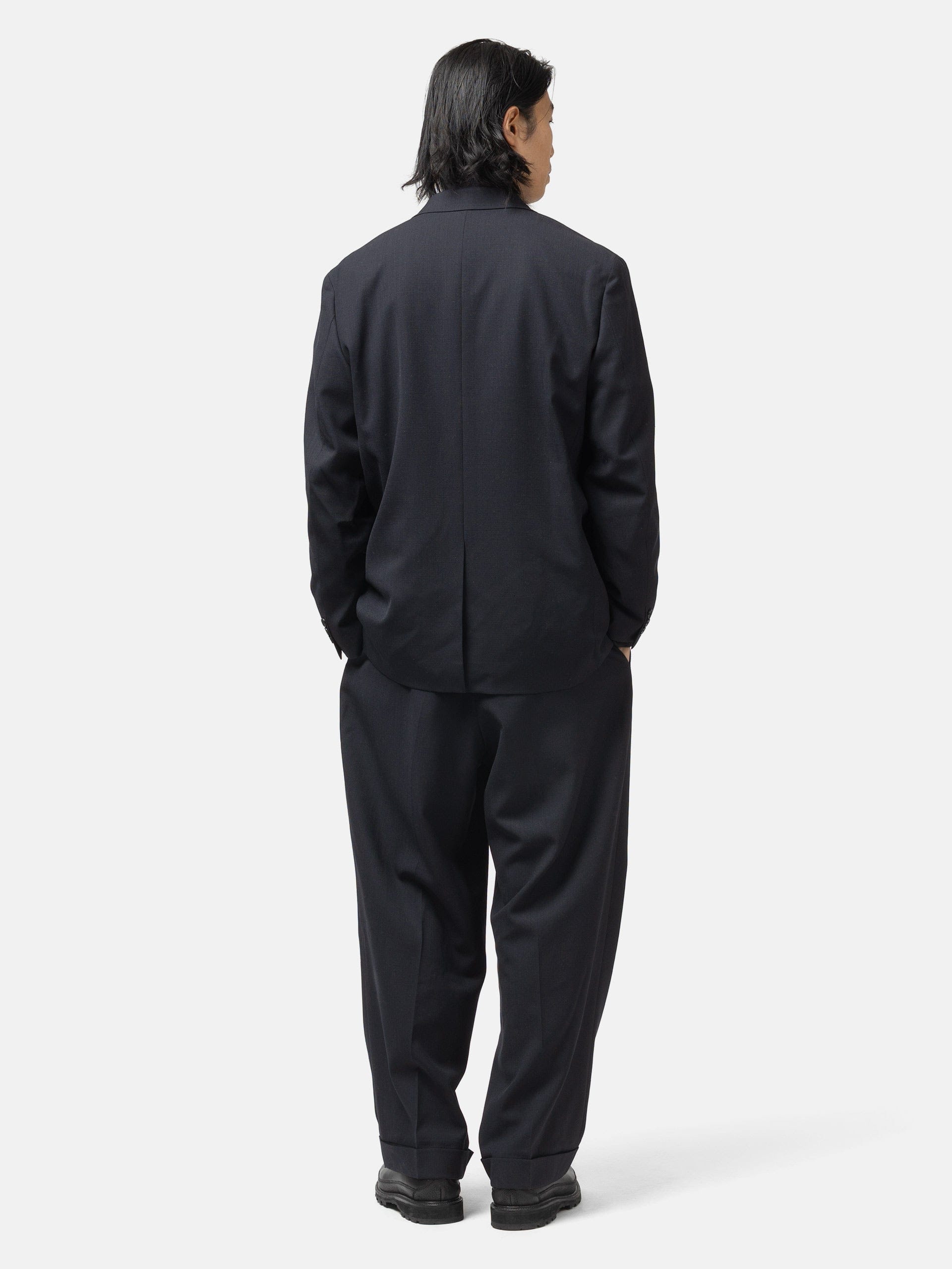 A.PRESSE Slub Wool Tapered Trousers Navy