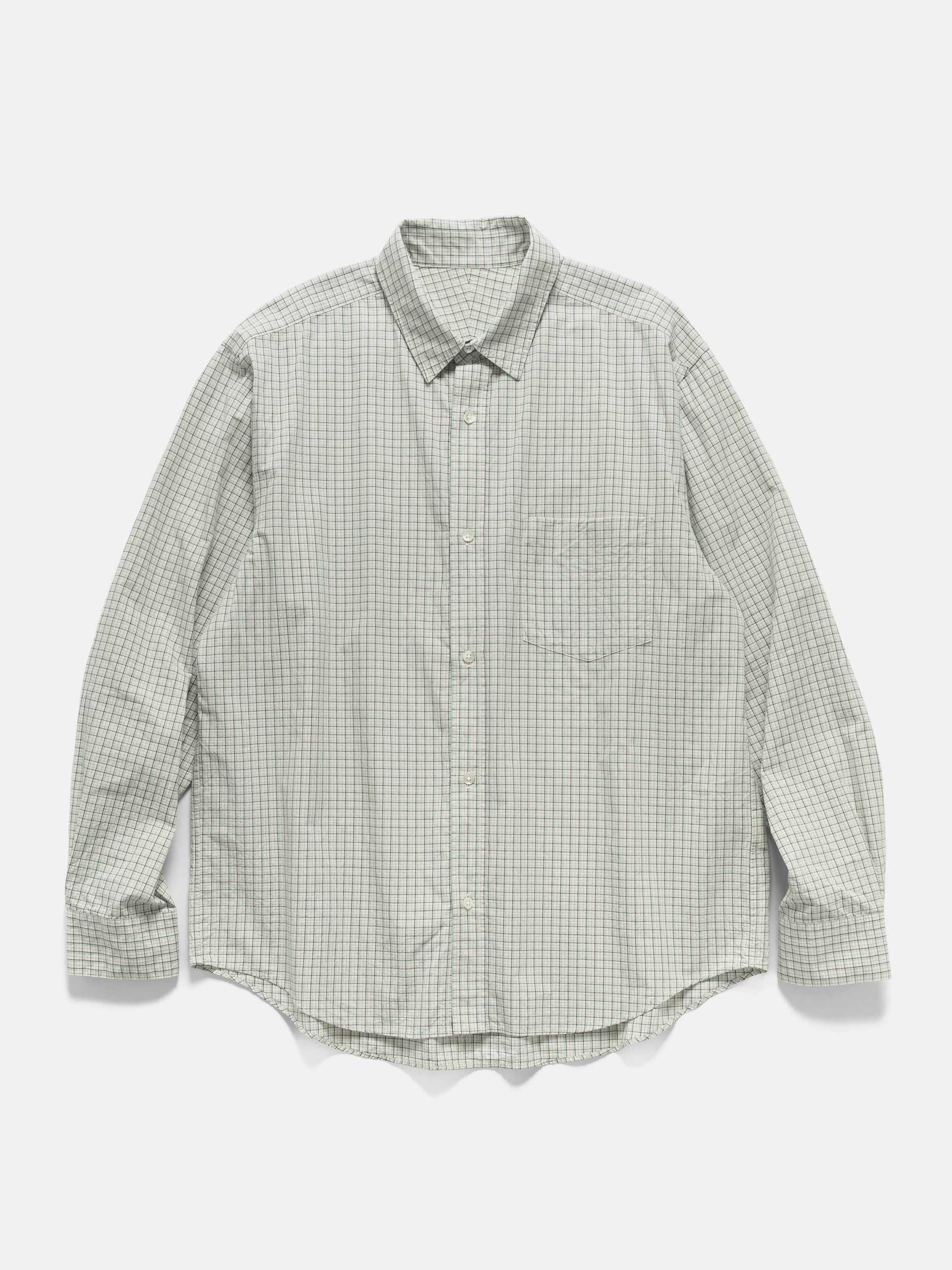 URU Regular Collar L/S Shirts Natural Plaid