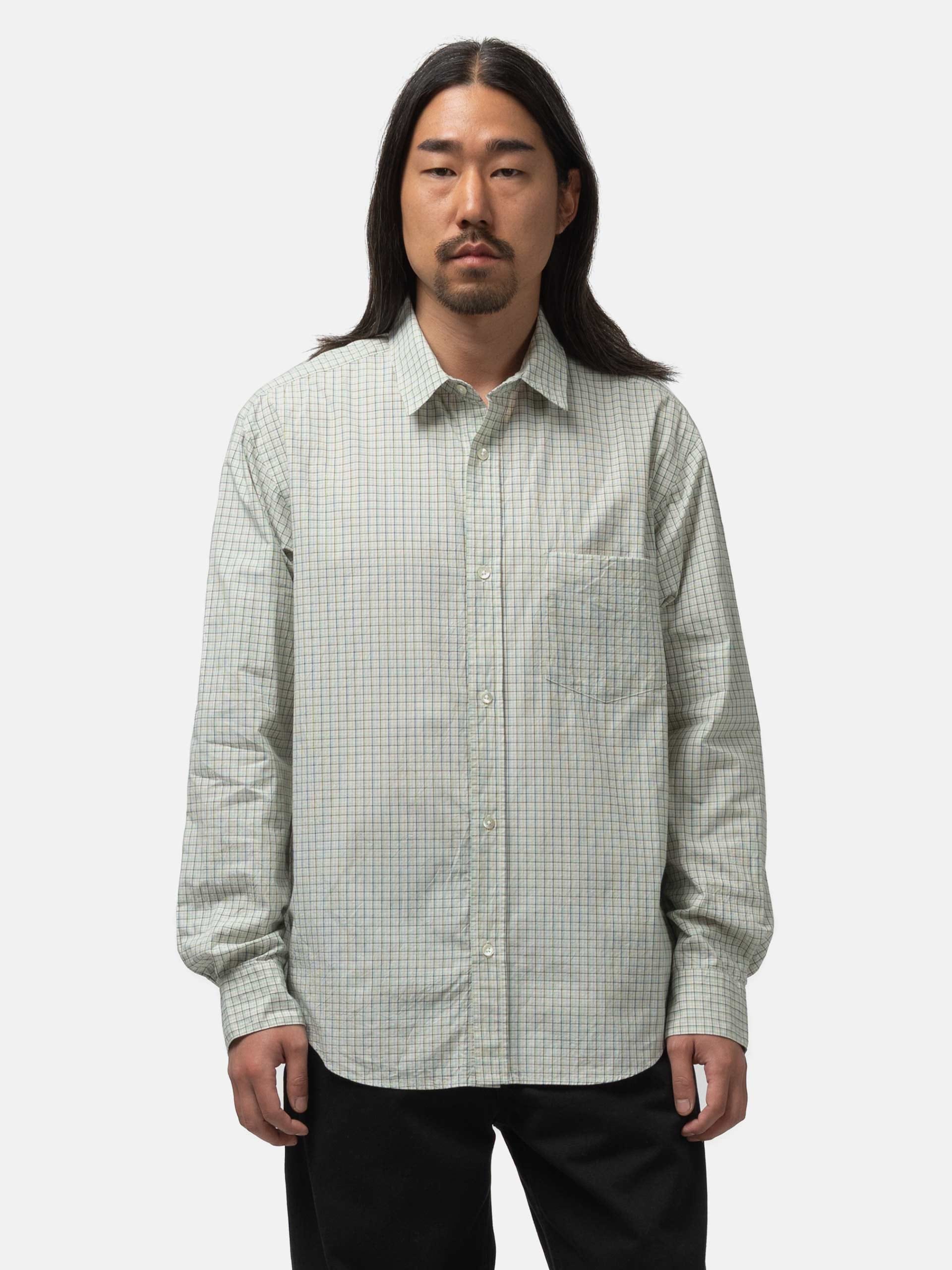 URU Regular Collar L/S Shirts Natural Plaid