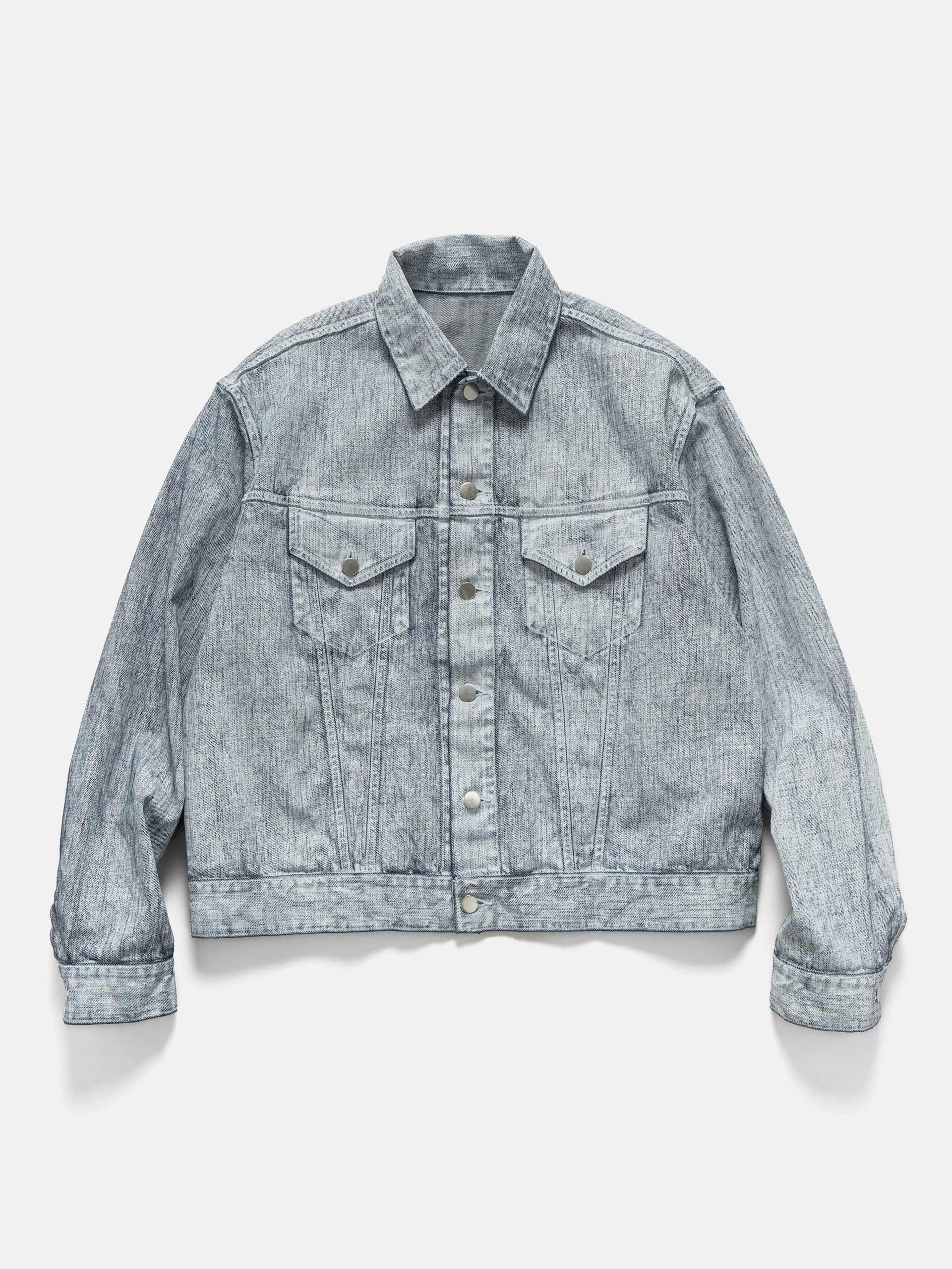 URU Cotton Denim Print Trucker Jacket White
