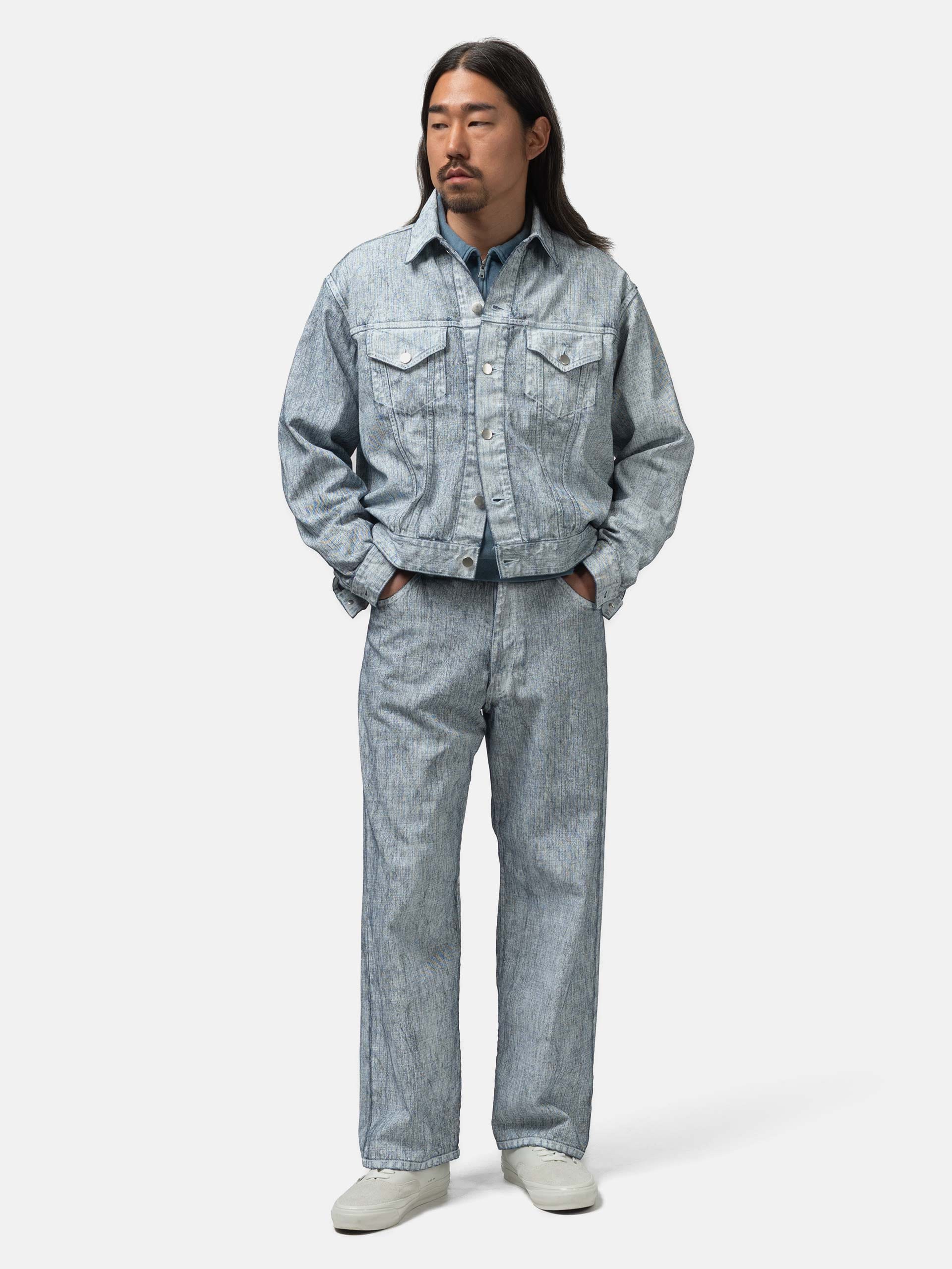 URU Cotton Denim Print Trucker Jacket White