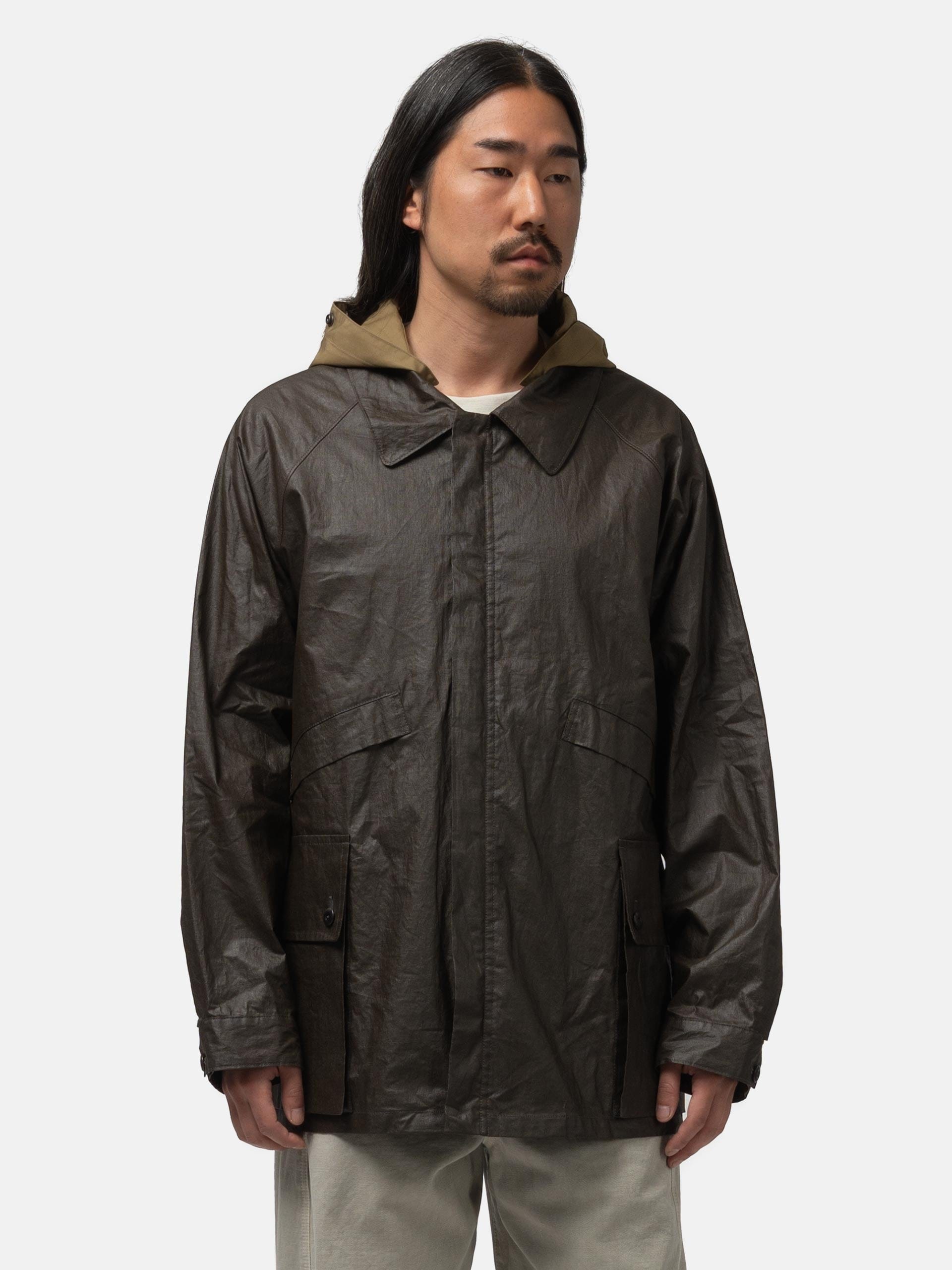 LEMAIRE Rain Jacket With Detachable Hood Bronze Green