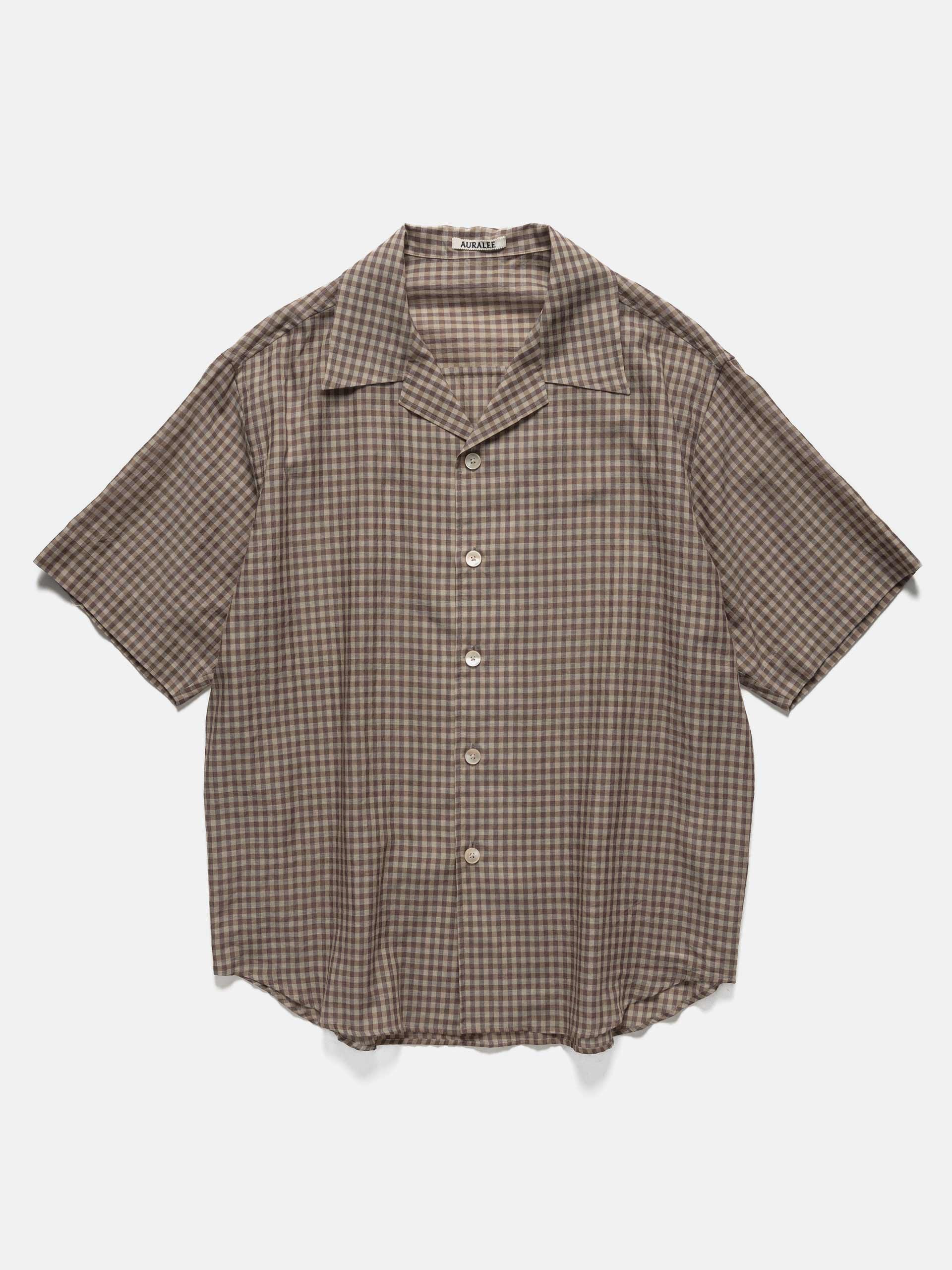 Auralee Airy Light Cotton Check Half Sleeved Shirt