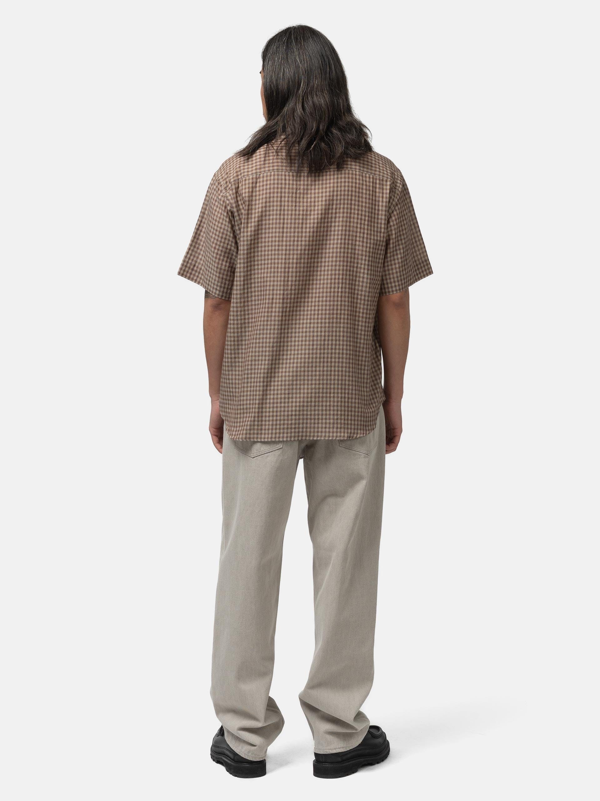Auralee Airy Light Cotton Check Half Sleeved Shirt