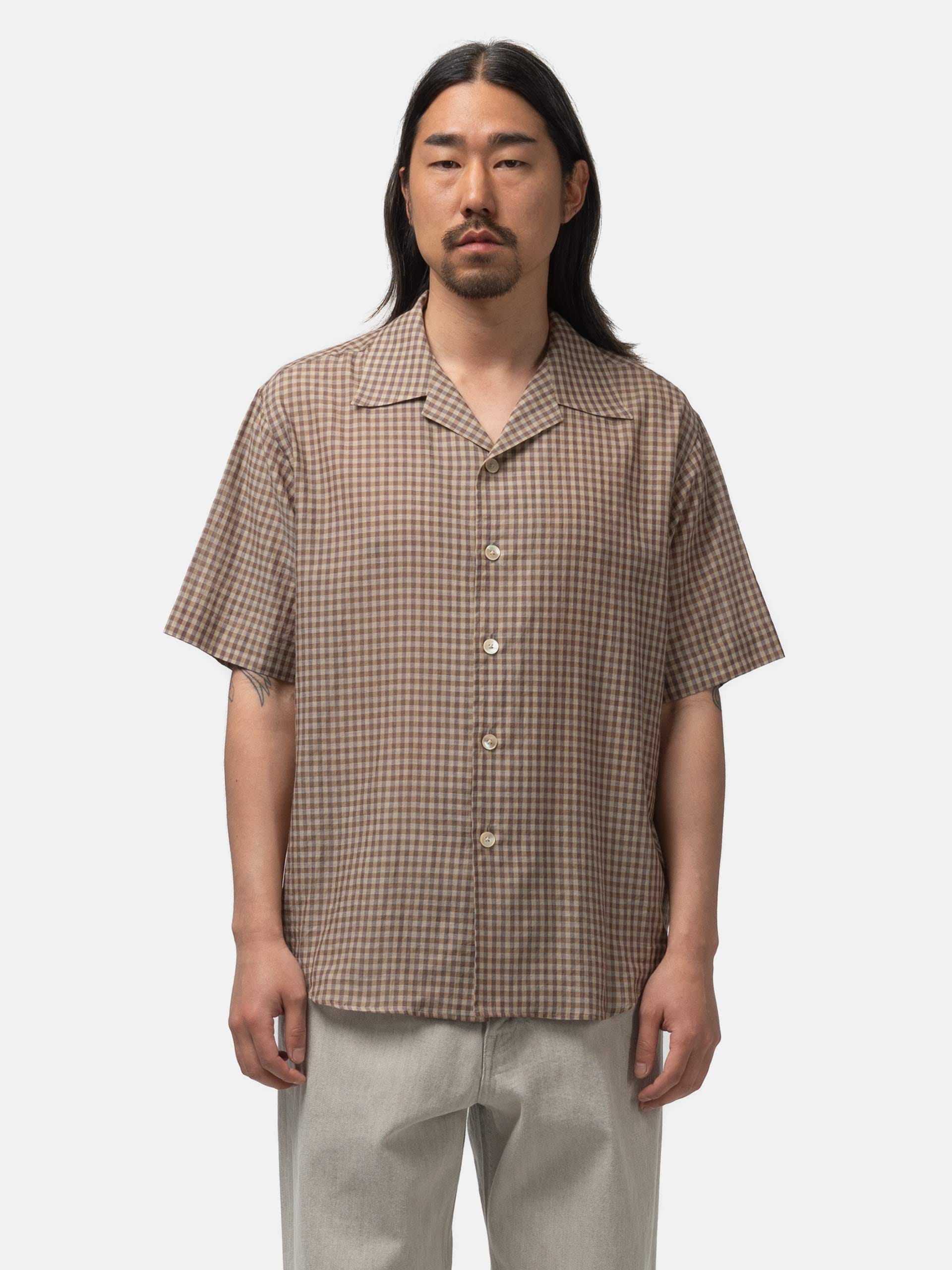 Auralee Airy Light Cotton Check Half Sleeved Shirt