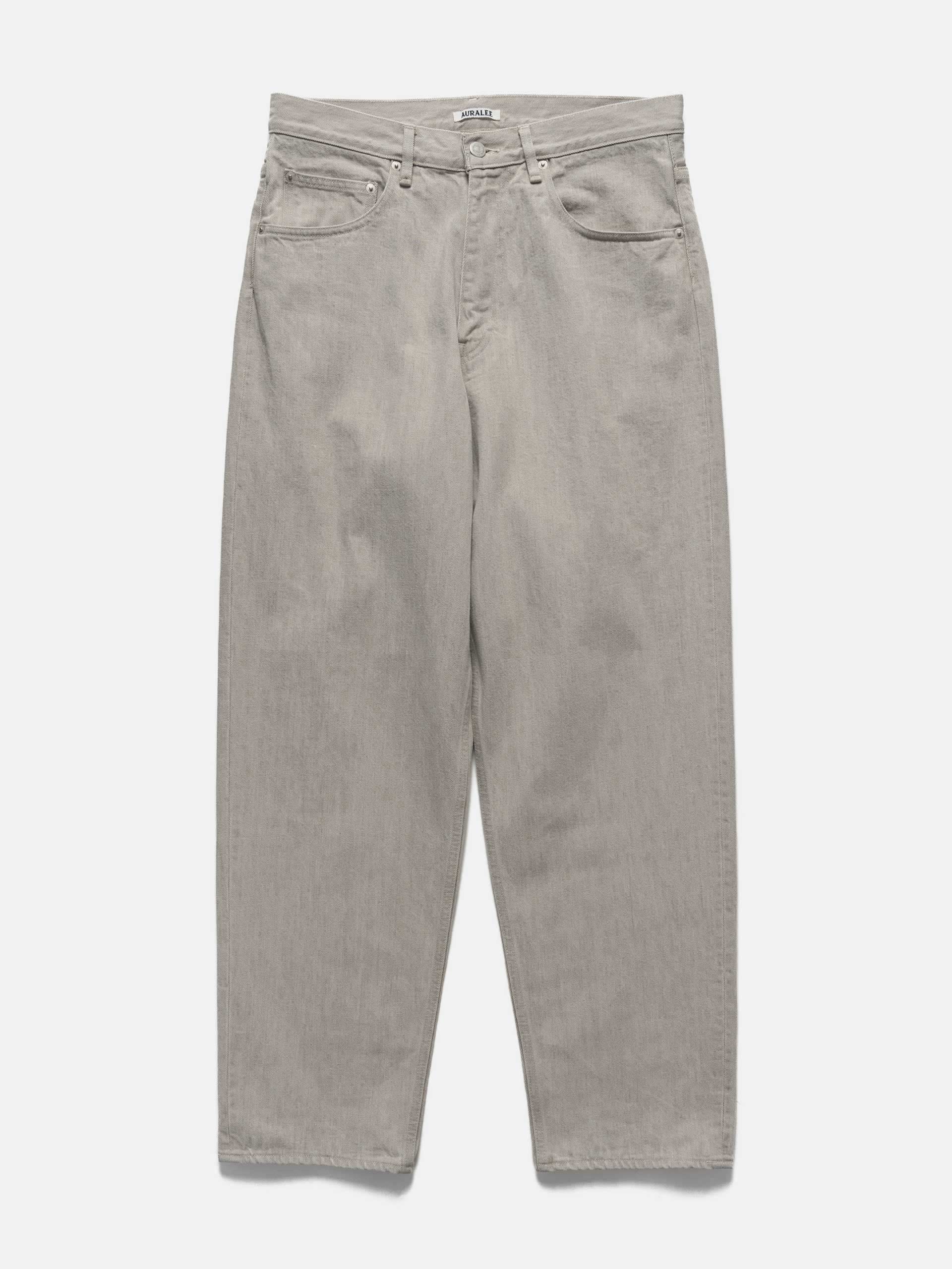 Auralee Faded Hard Twist Brown Denim Wide Pants Light Gray