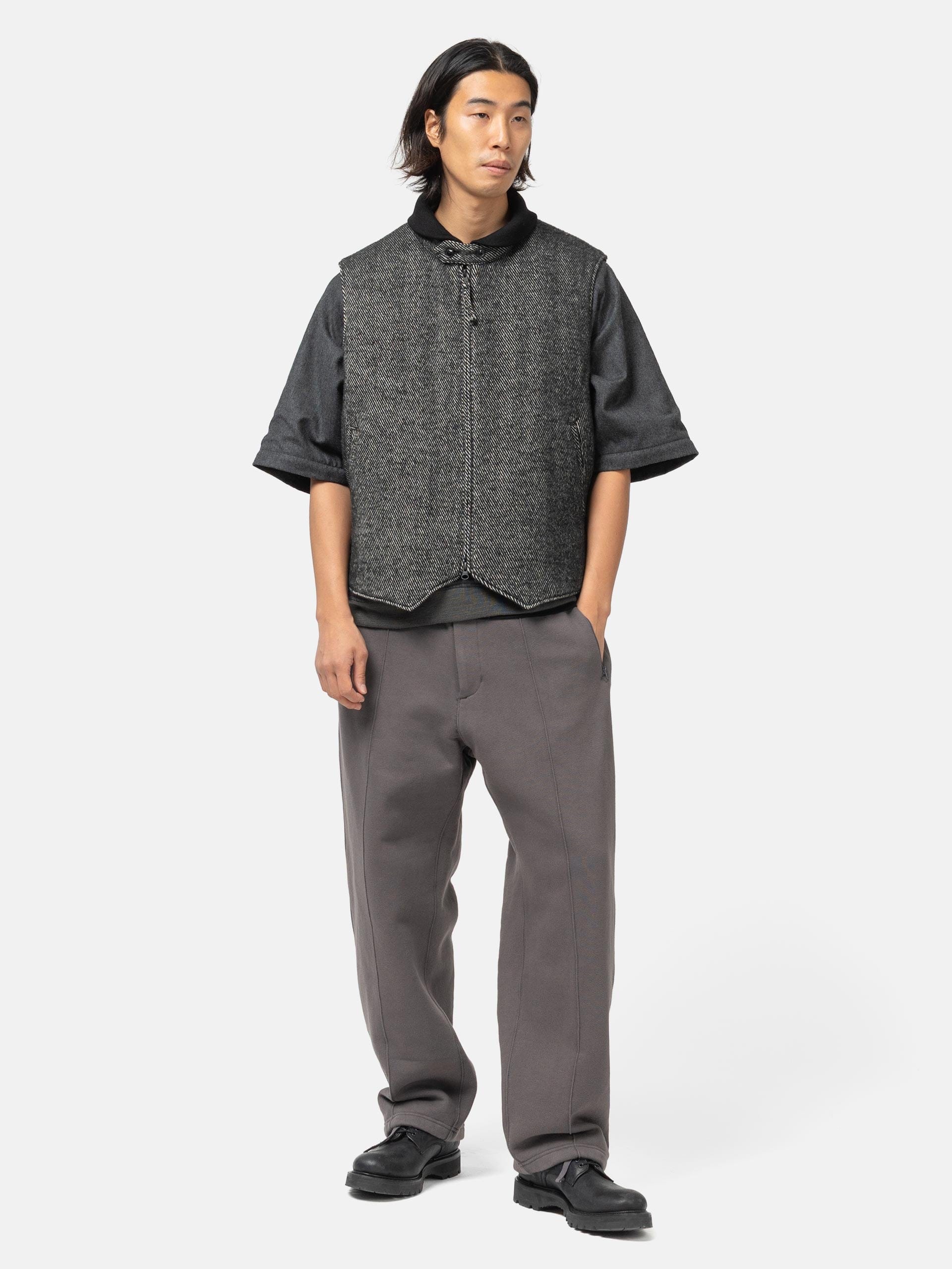 Engineered Garments LL Vest Wool Shaggy Twill Black