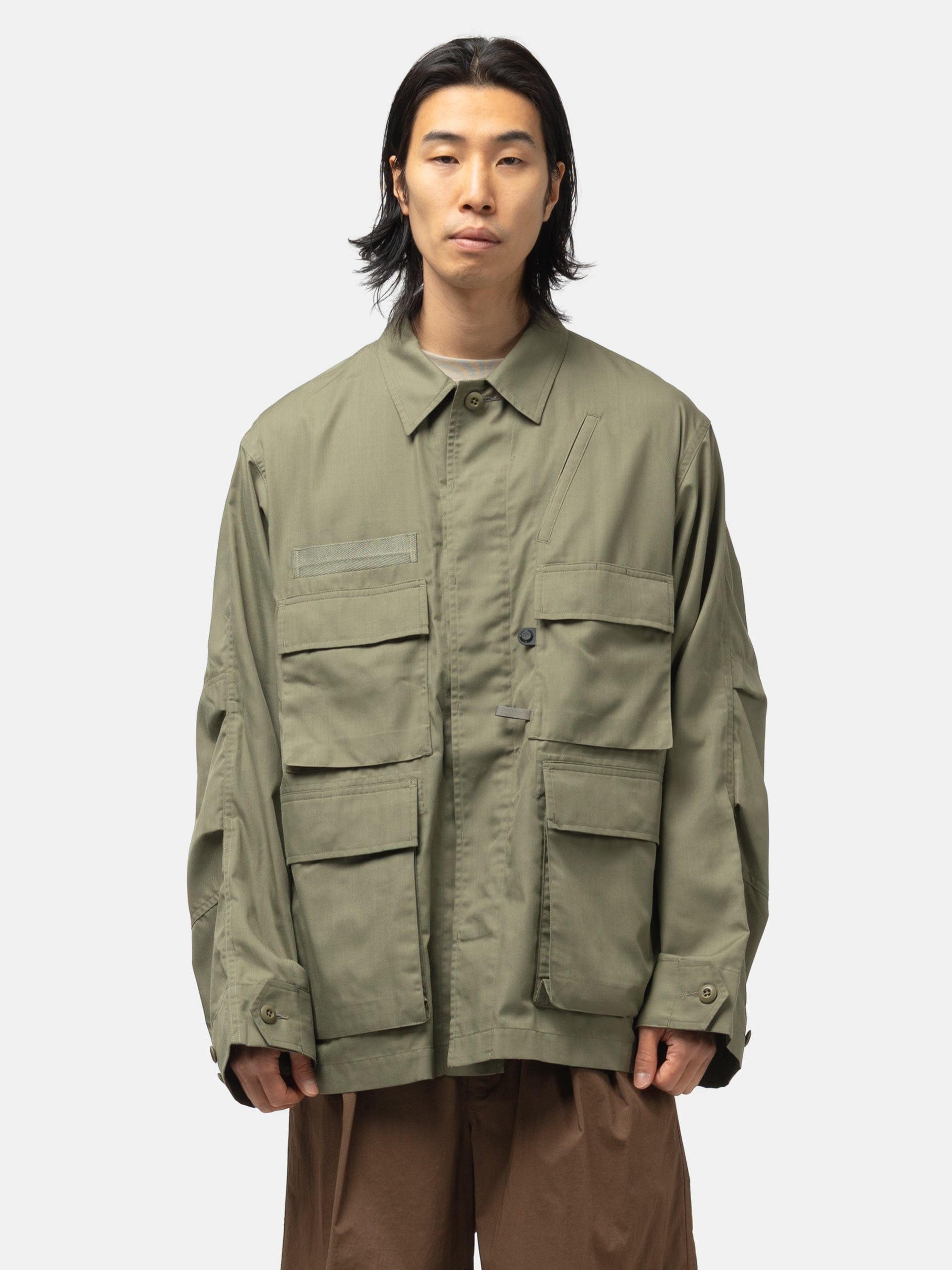 DAIWA Tech Multi Fishing Pocket Mil BDU Shirt L/S Sage Gray