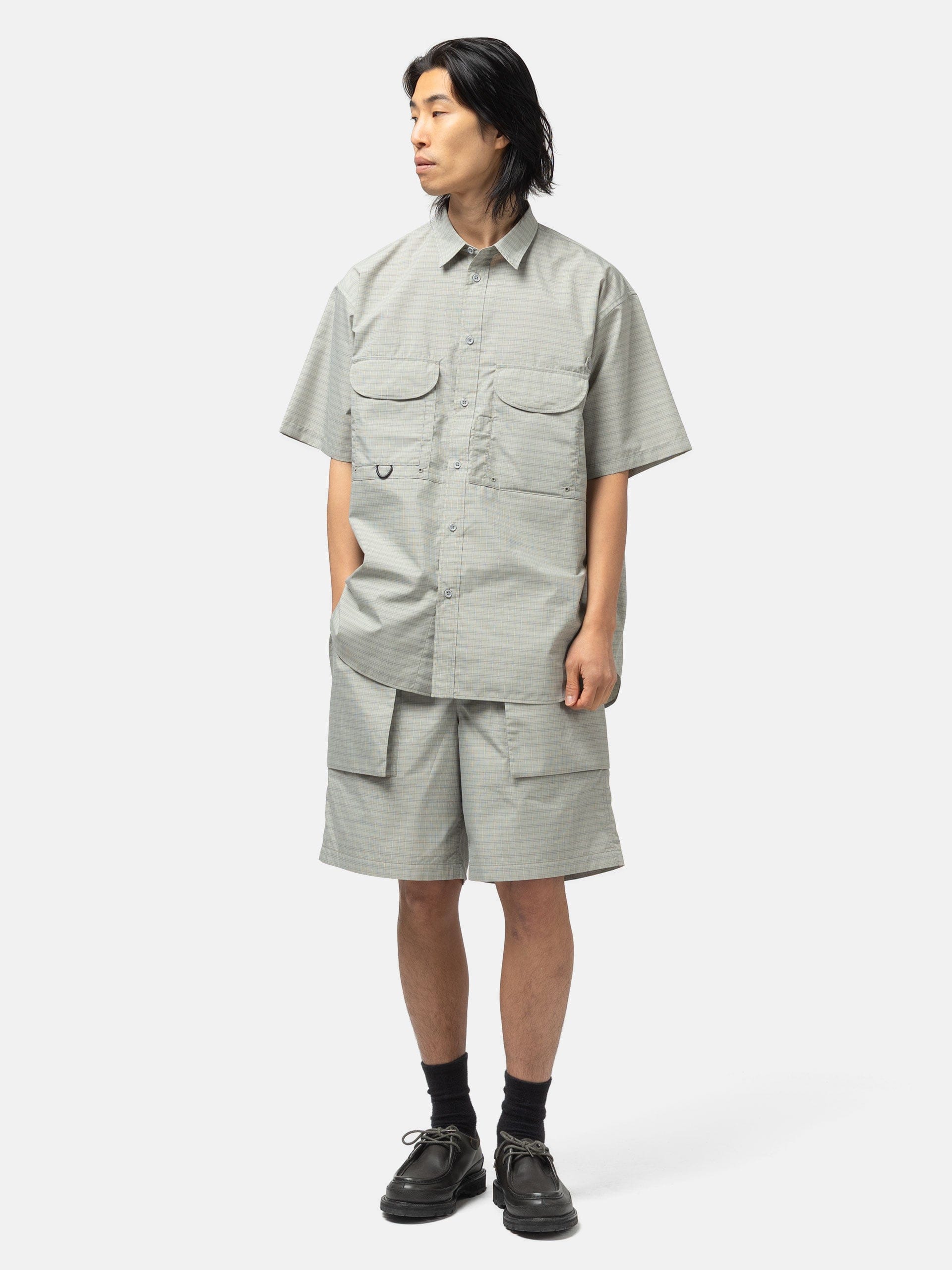 DAIWA Tech Fishing Shirt S/S Summer Plaid Lt. Gray