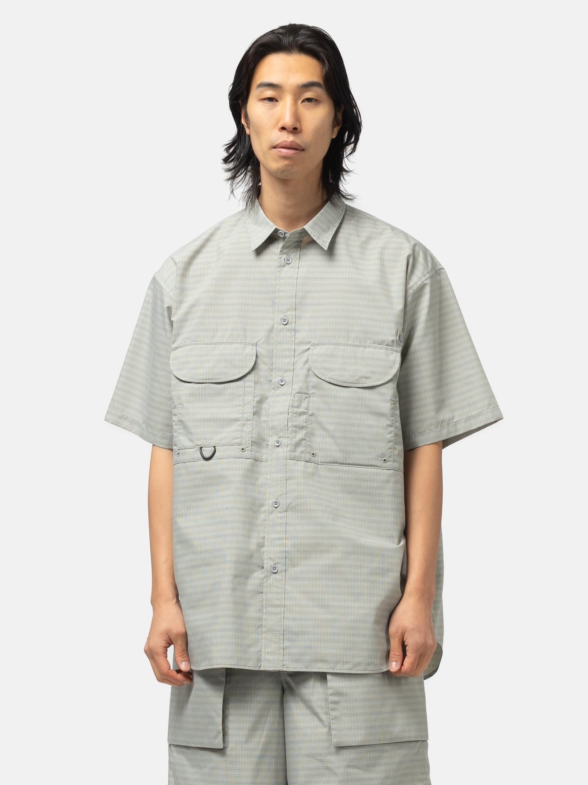 DAIWA Tech Fishing Shirt S/S Summer Plaid Lt. Gray