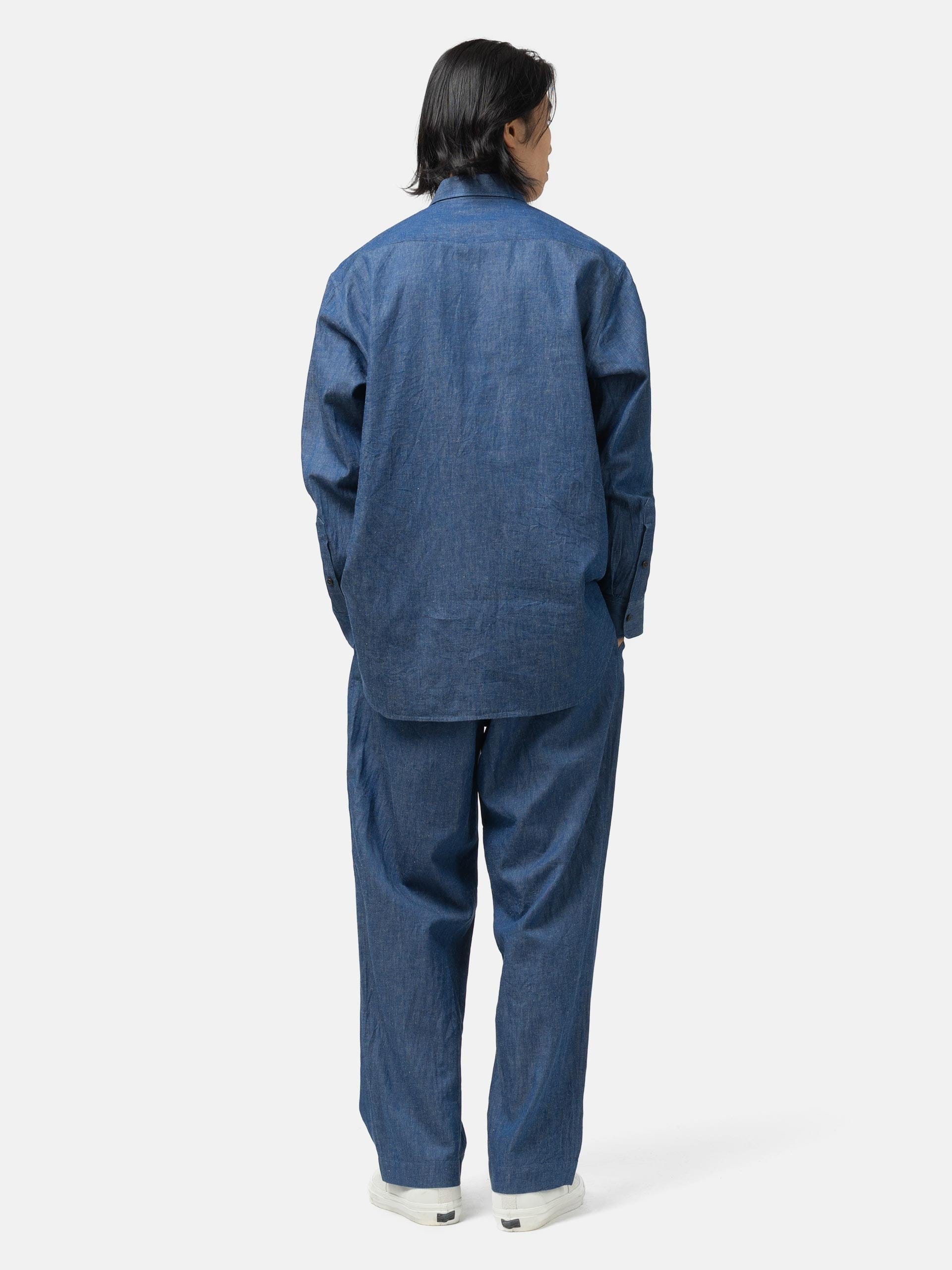 Cale Cotton-Linen-Ramie Denim Pant Blue