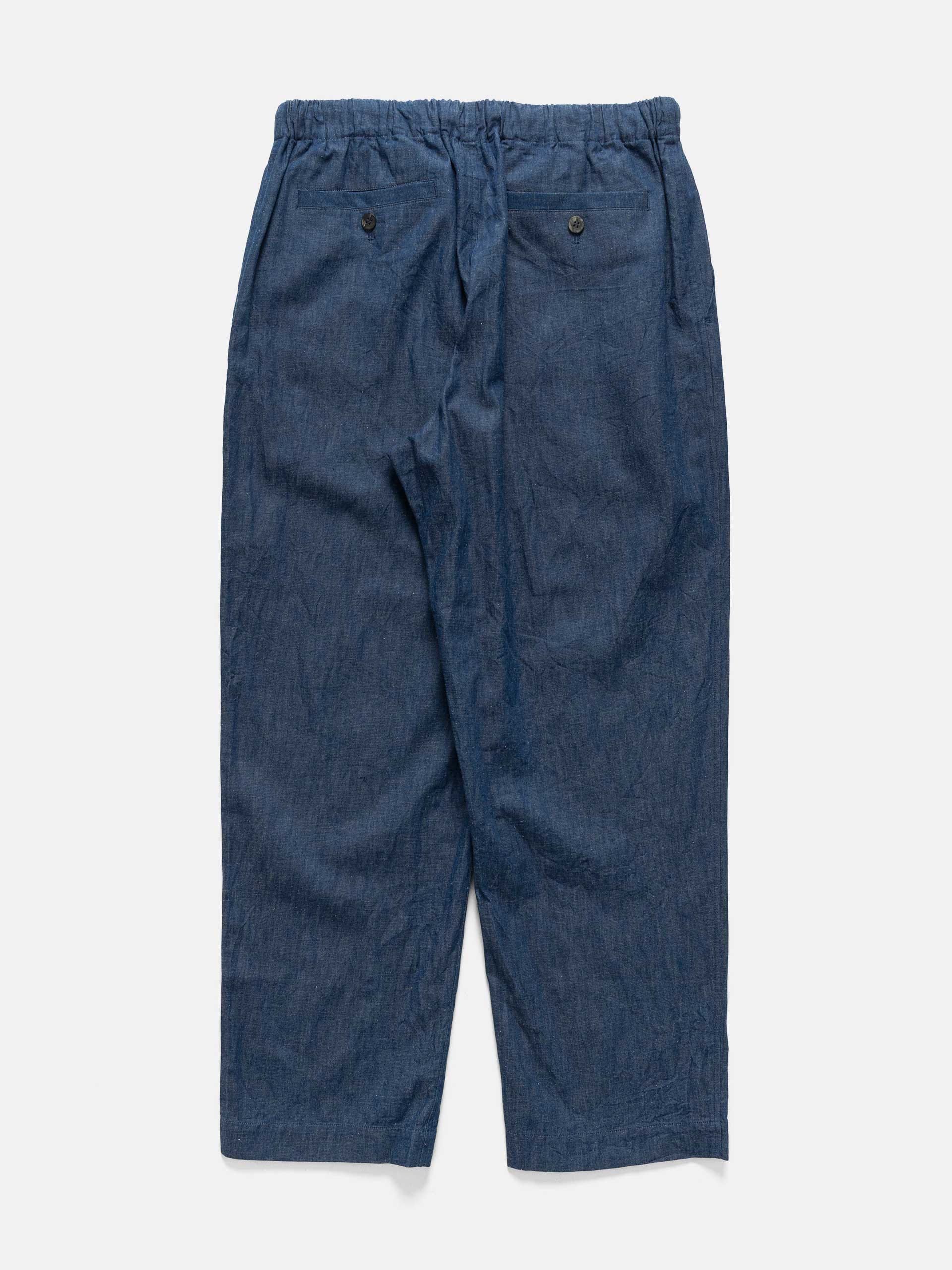 Cale Cotton-Linen-Ramie Denim Pant Blue