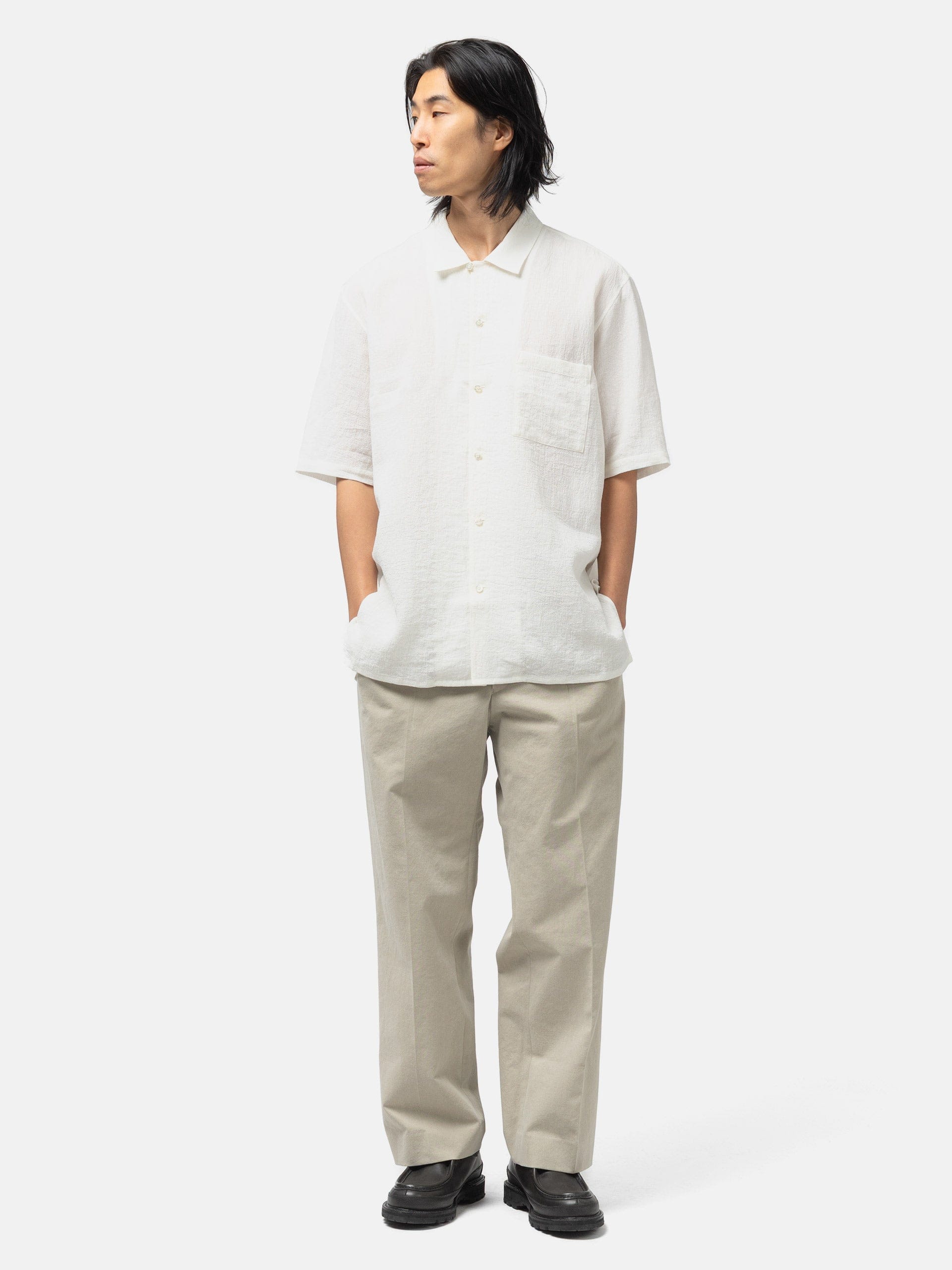 Cale Water Twisted Linen SS Shirt White