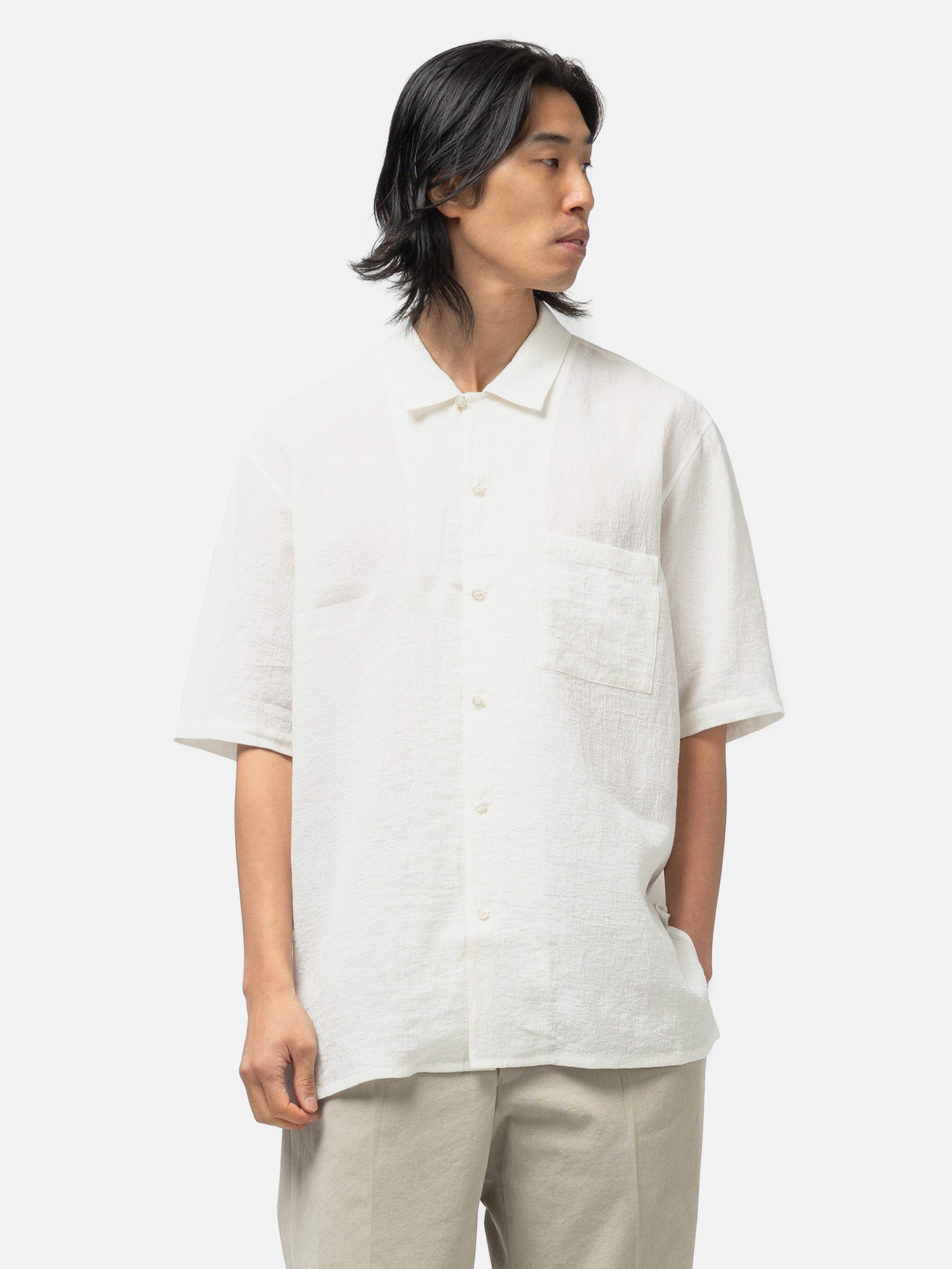 Cale Water Twisted Linen SS Shirt White
