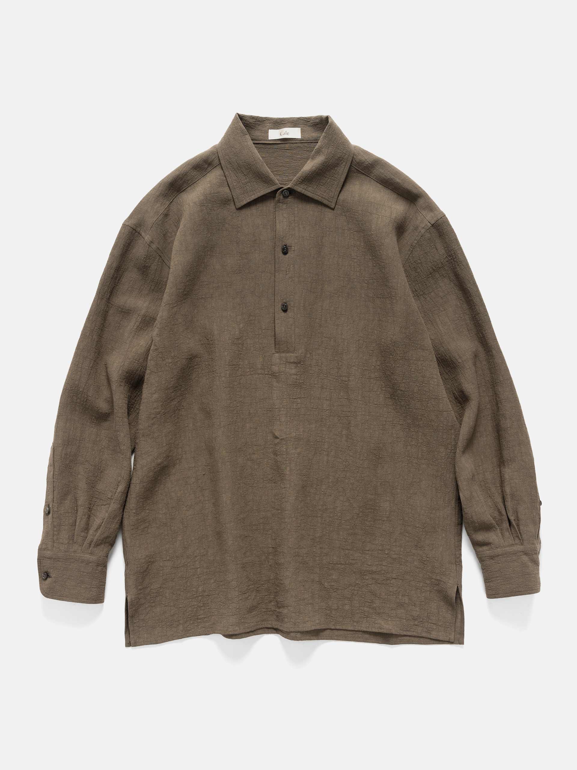 Cale Water Twisted Linen LS Shirt Brown