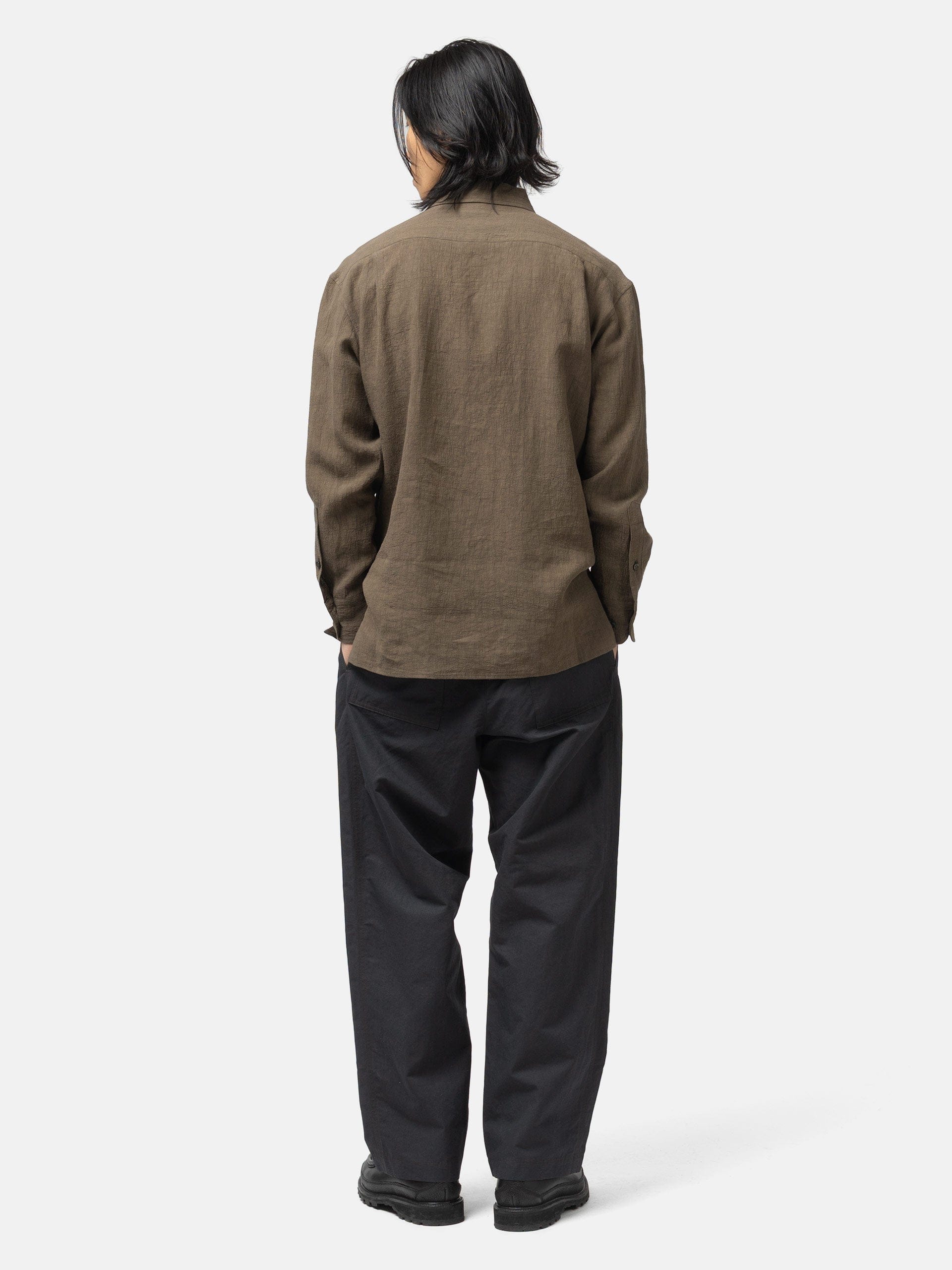 Cale Water Twisted Linen LS Shirt Brown