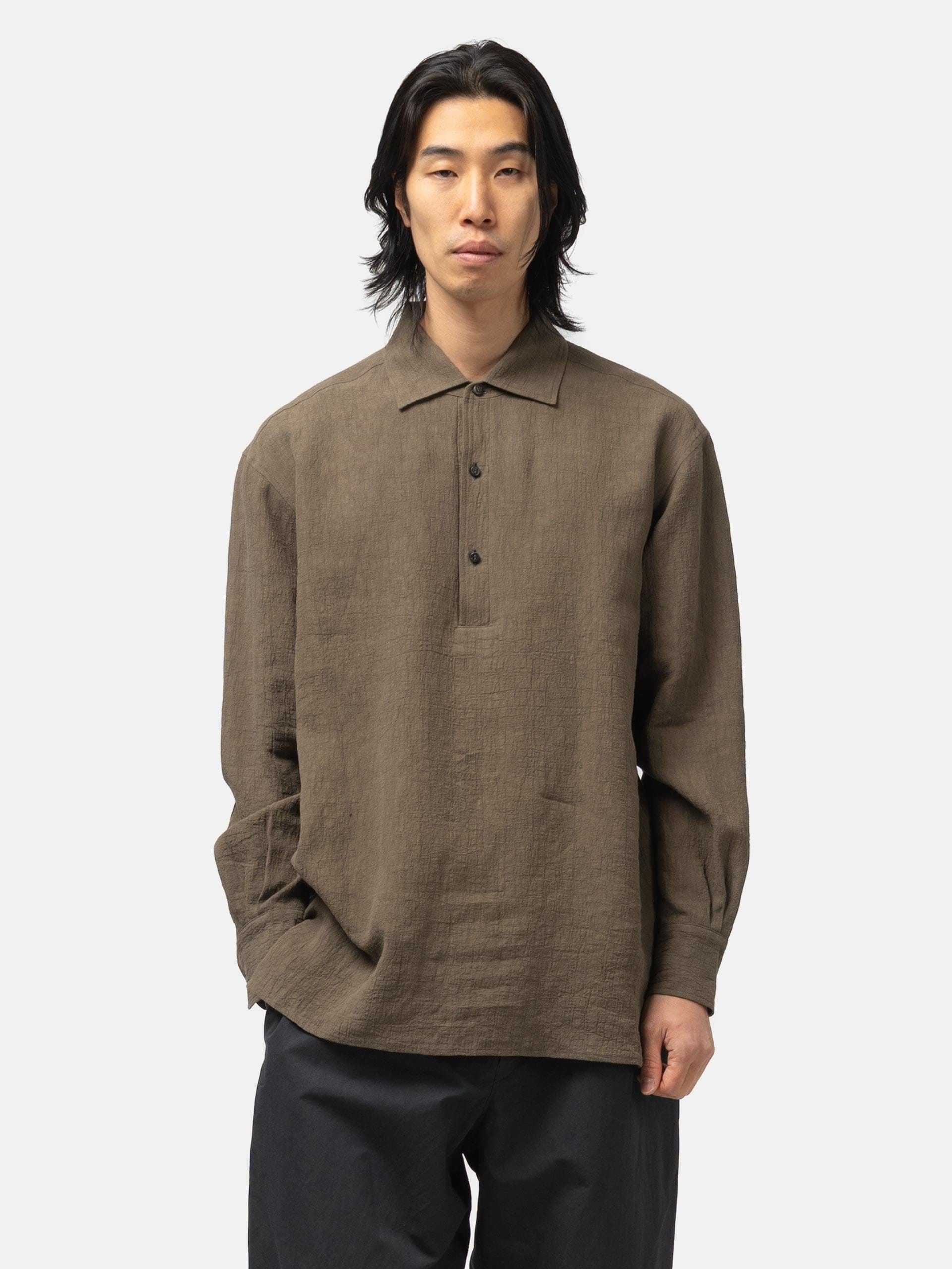 Cale Water Twisted Linen LS Shirt Brown