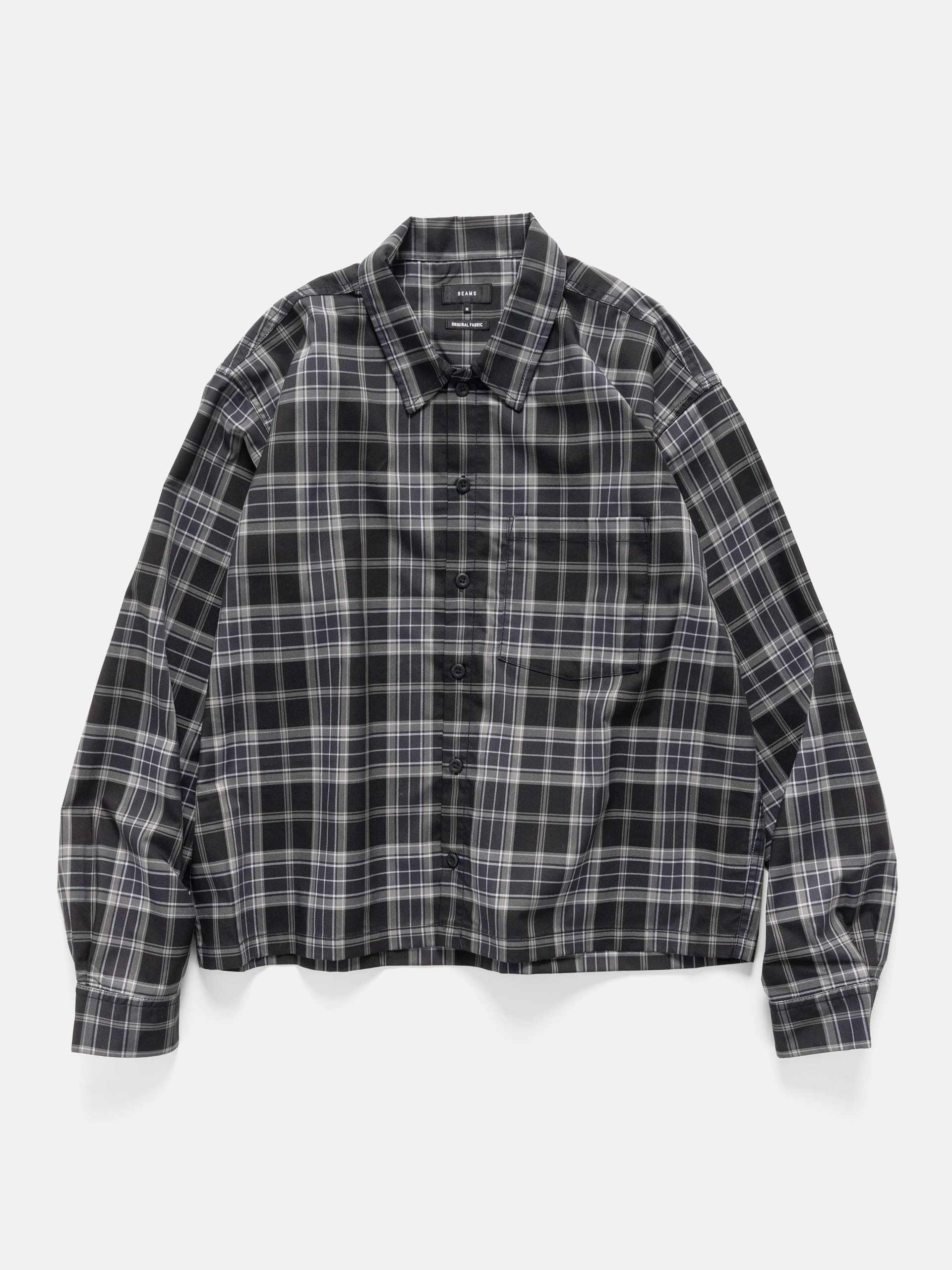 BEAMS Check Short Shirt Black
