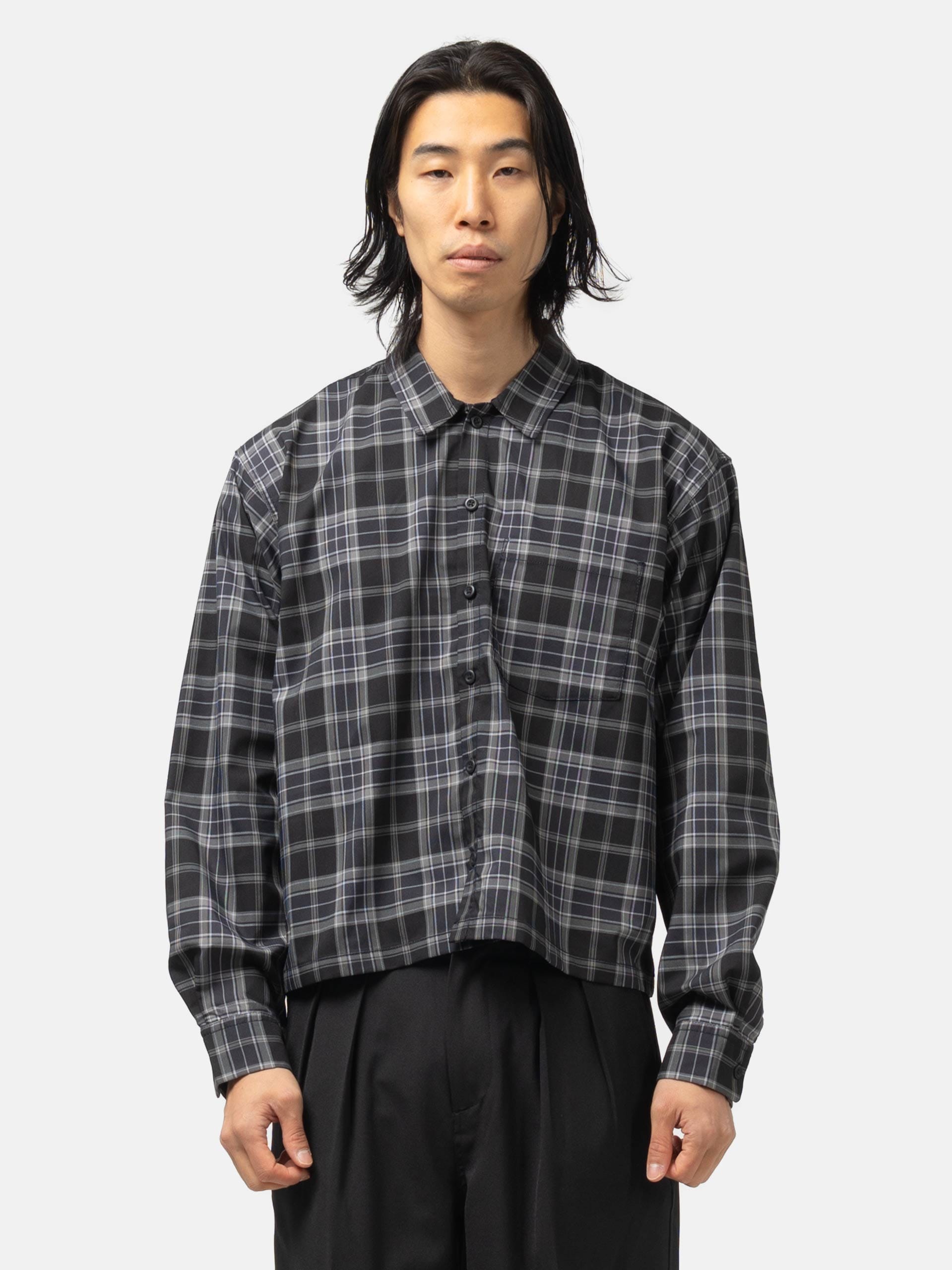 BEAMS Check Short Shirt Black