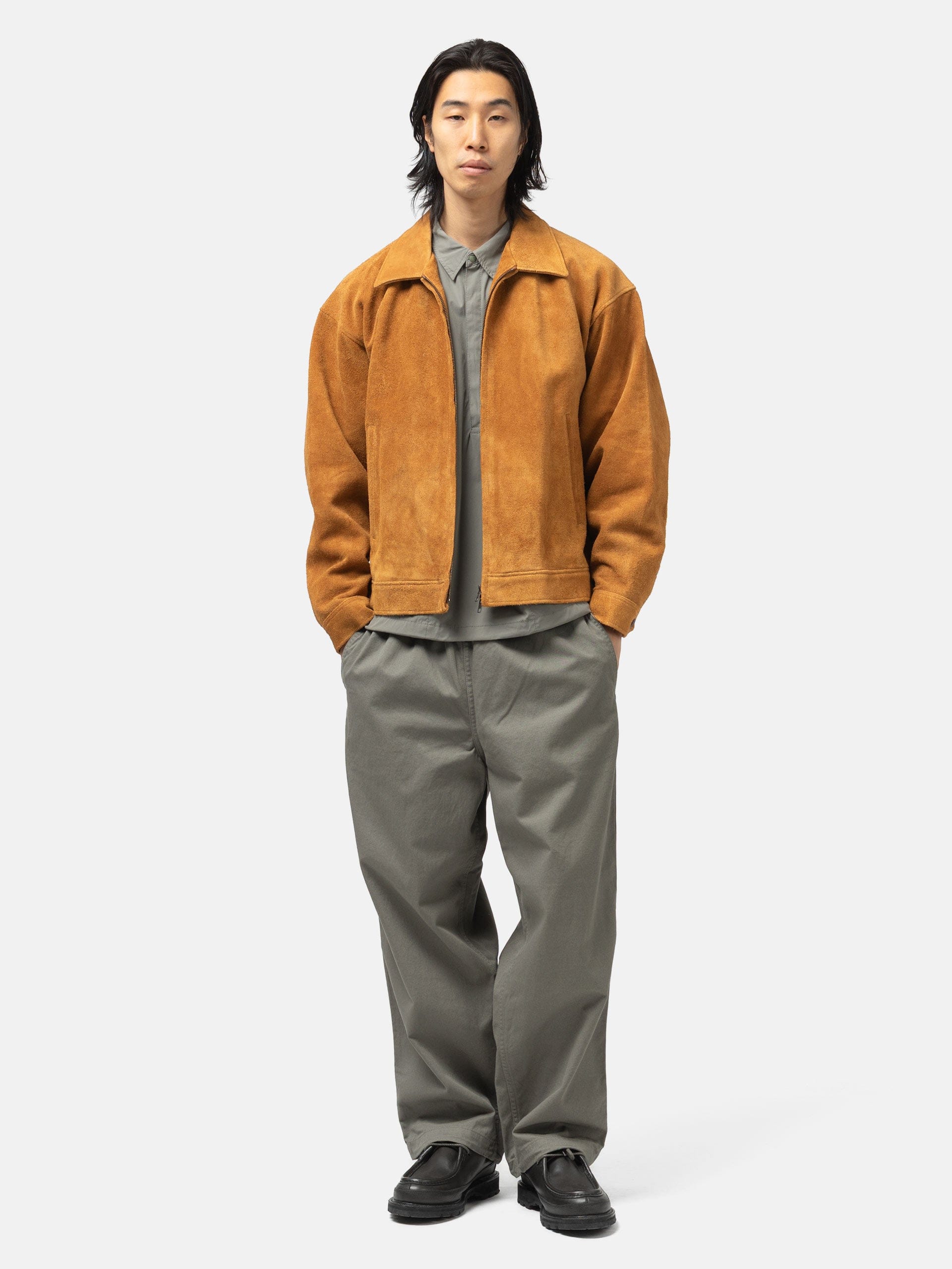 BEAMS Wide Basic Twill Easy Pants Sage