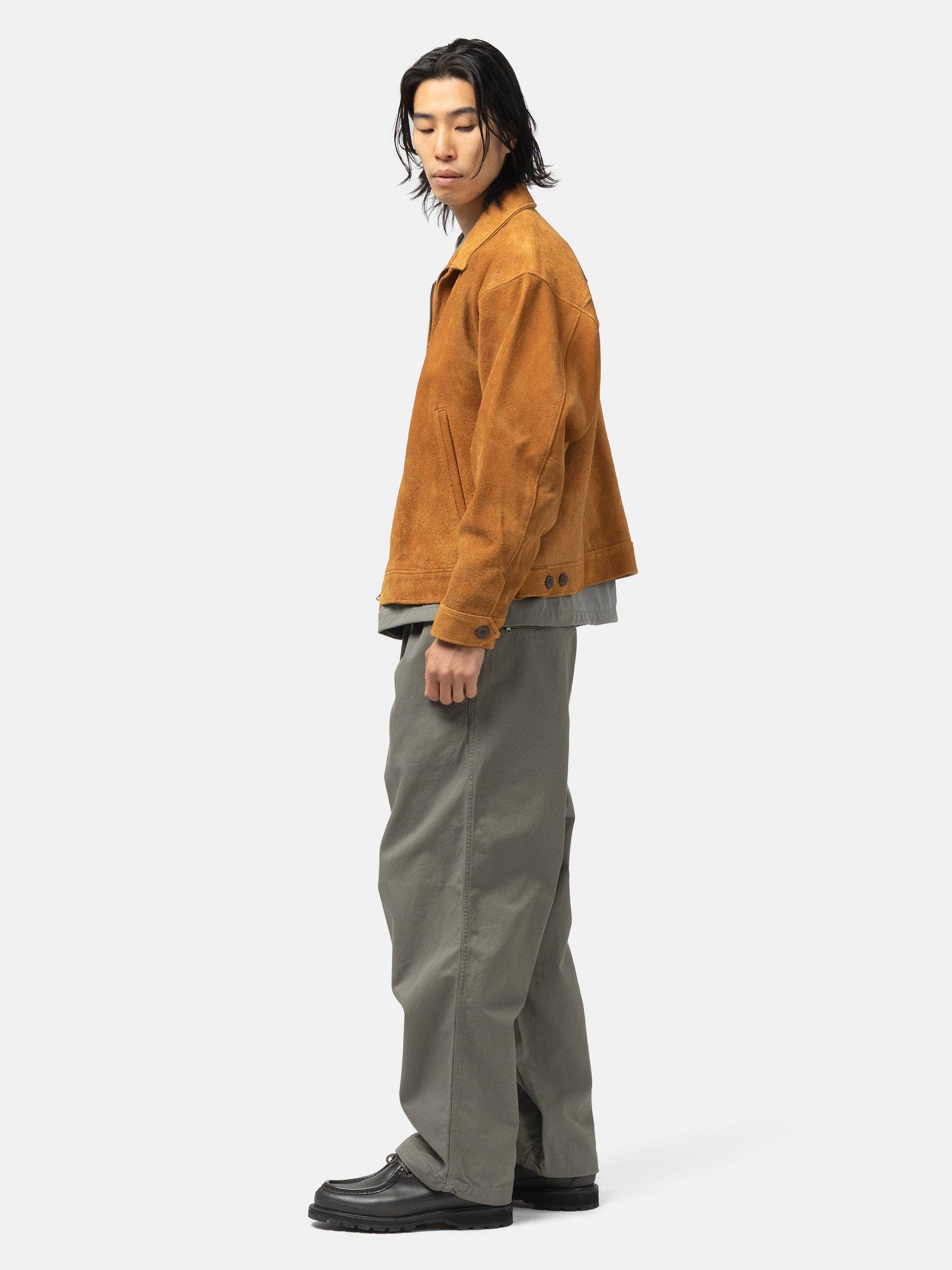 BEAMS Wide Basic Twill Easy Pants Sage