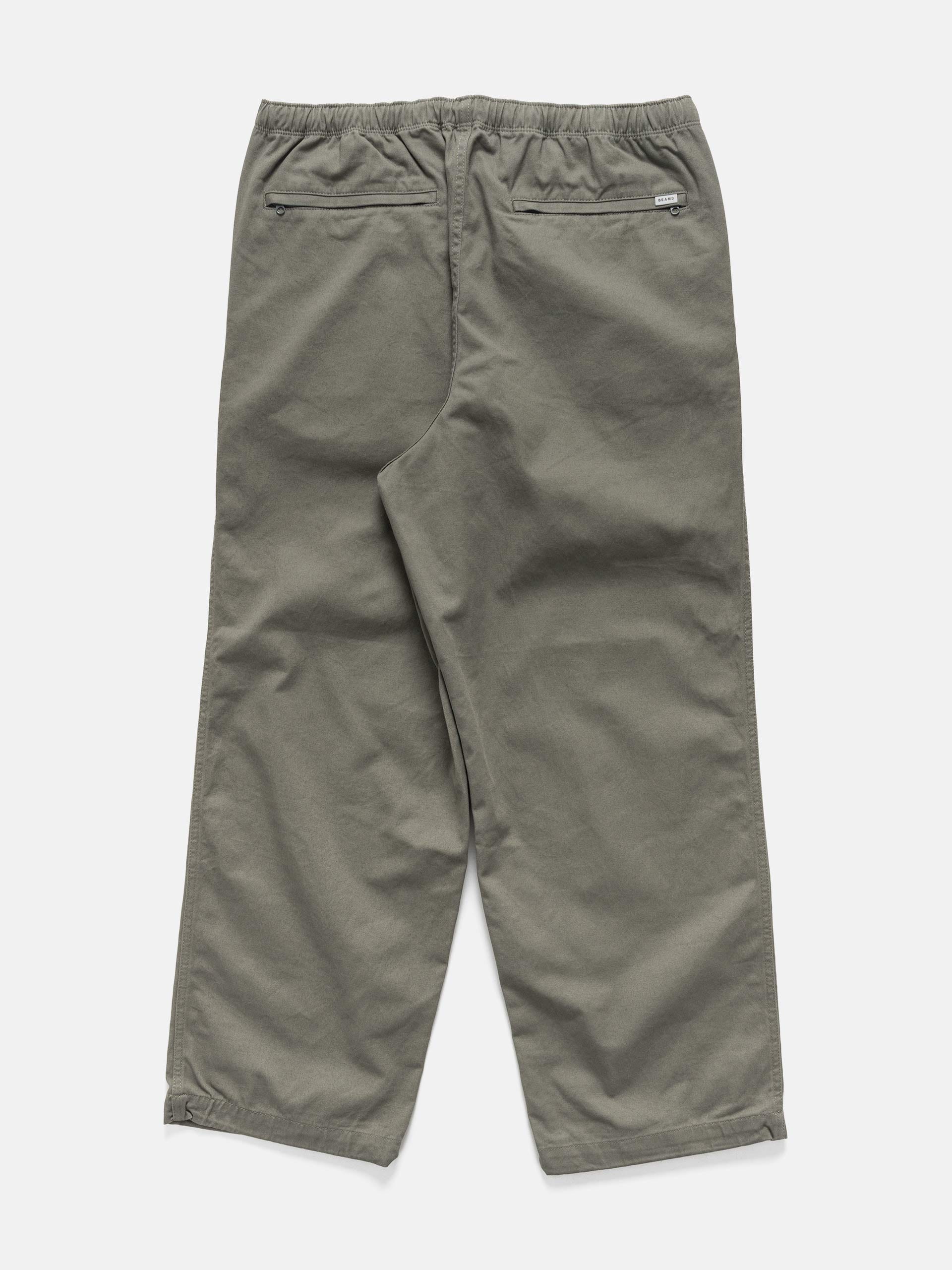 BEAMS Wide Basic Twill Easy Pants Sage