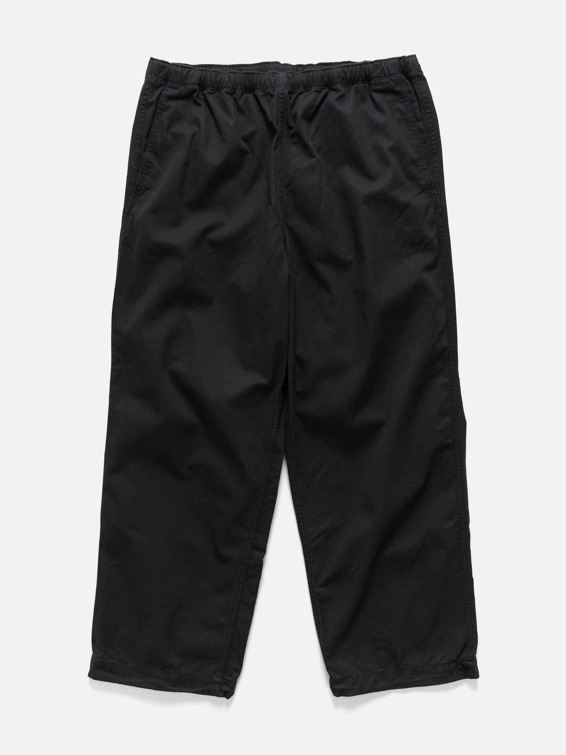 BEAMS Wide Basic Twill Easy Pants Black