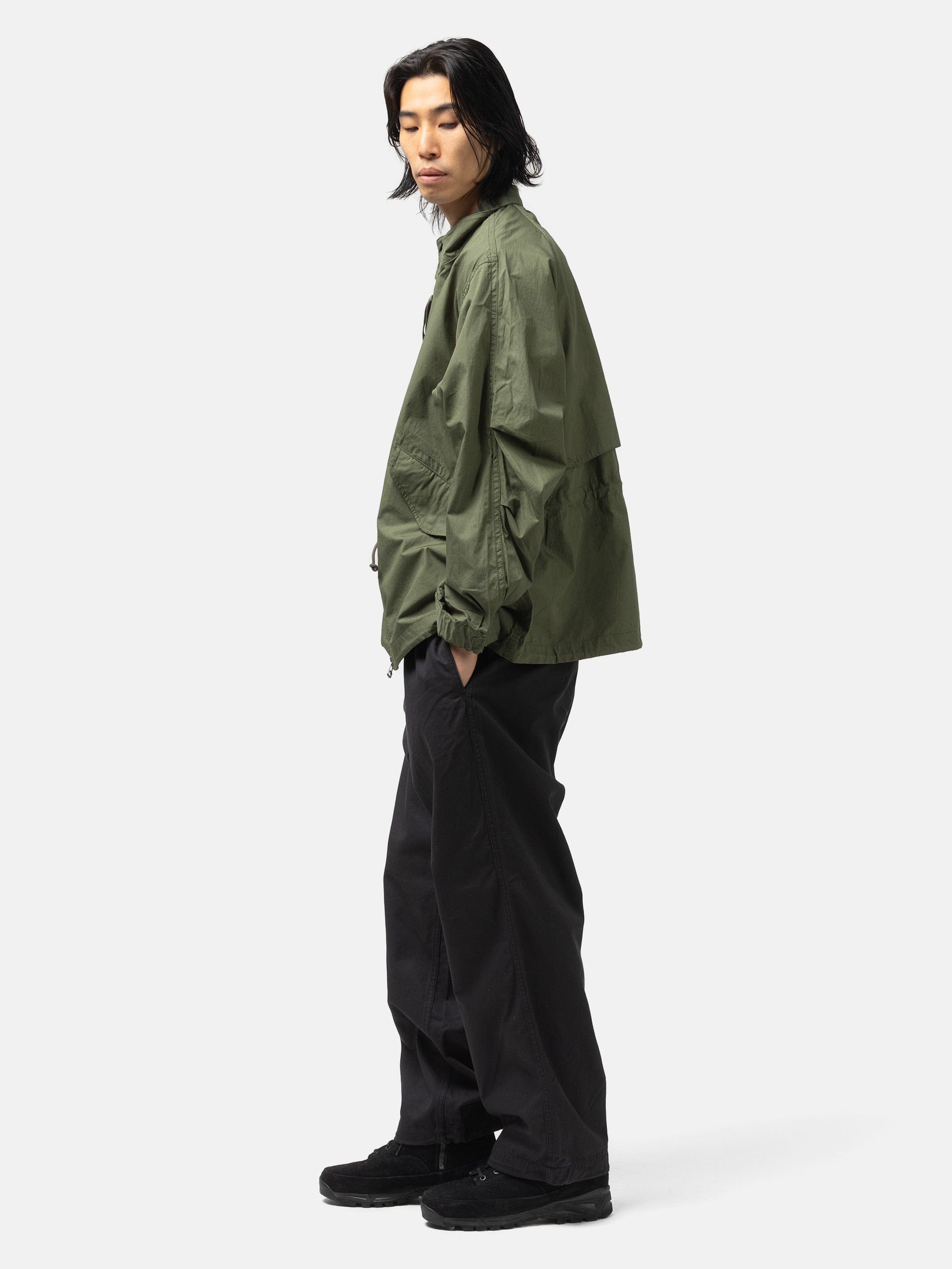 BEAMS Wide Basic Twill Easy Pants Black