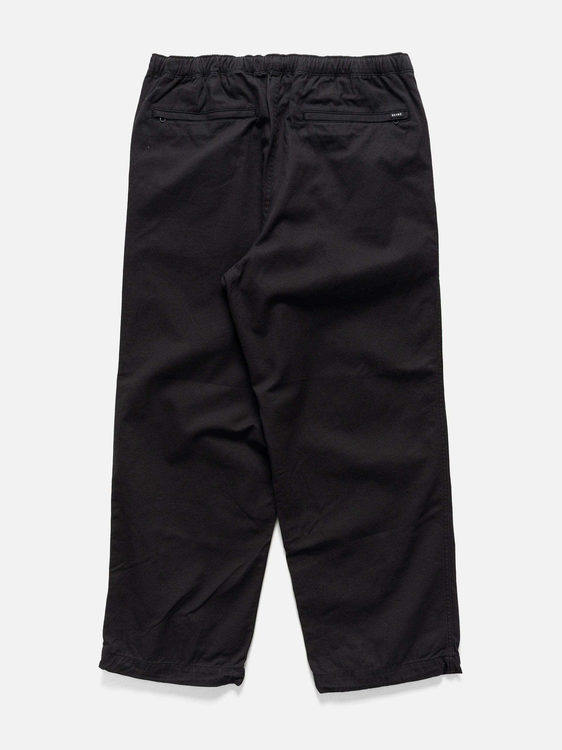 BEAMS Wide Basic Twill Easy Pants Black
