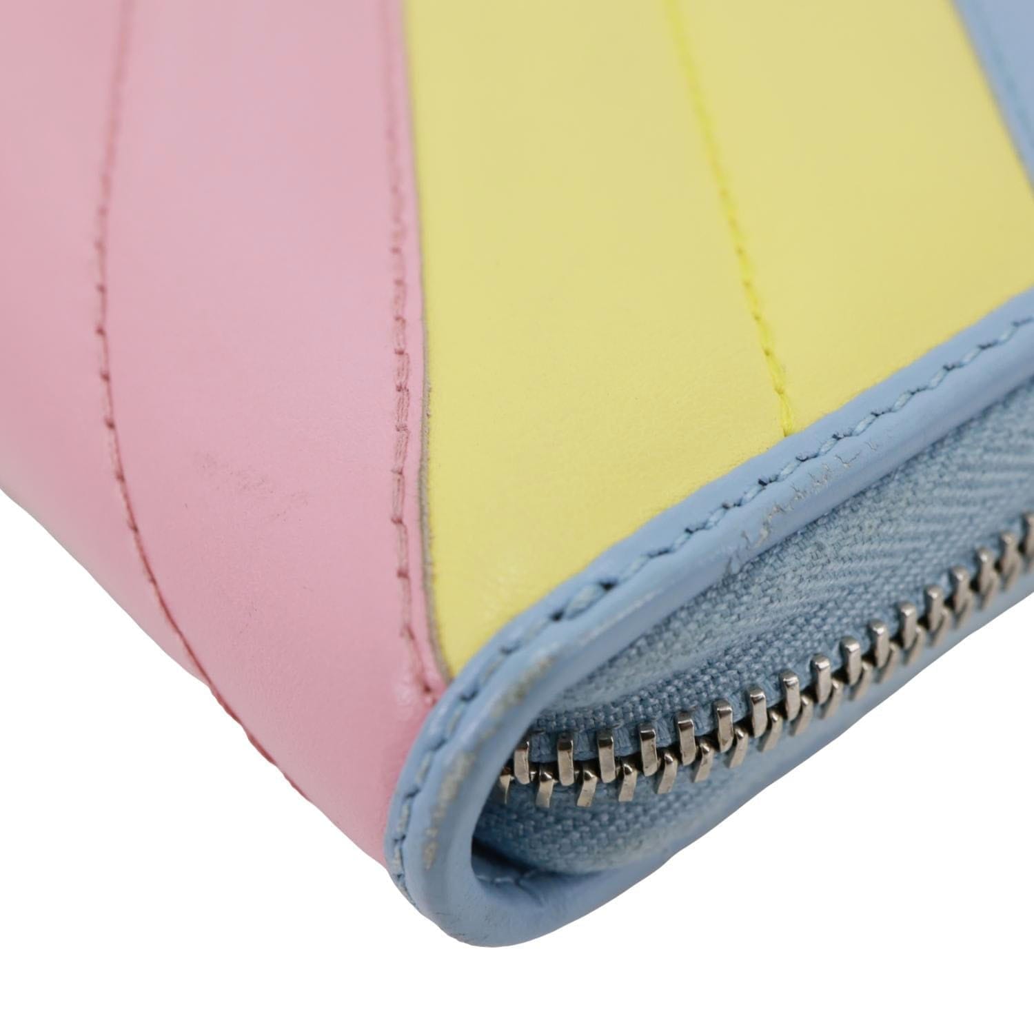 Gucci GG Marmont Matelasse Calfskin Leather Zip Around Wallet Pastel Multicolor