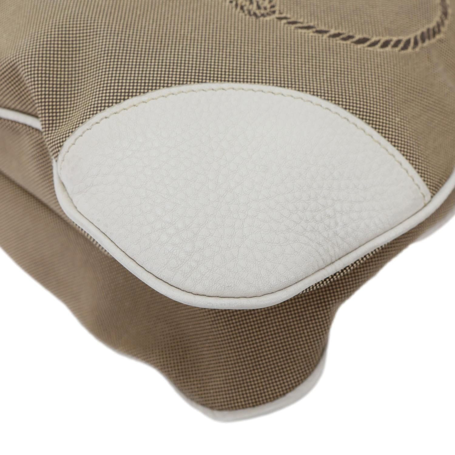 PRADA Logo Small Jacquard Canvas Messenger Bag Beige