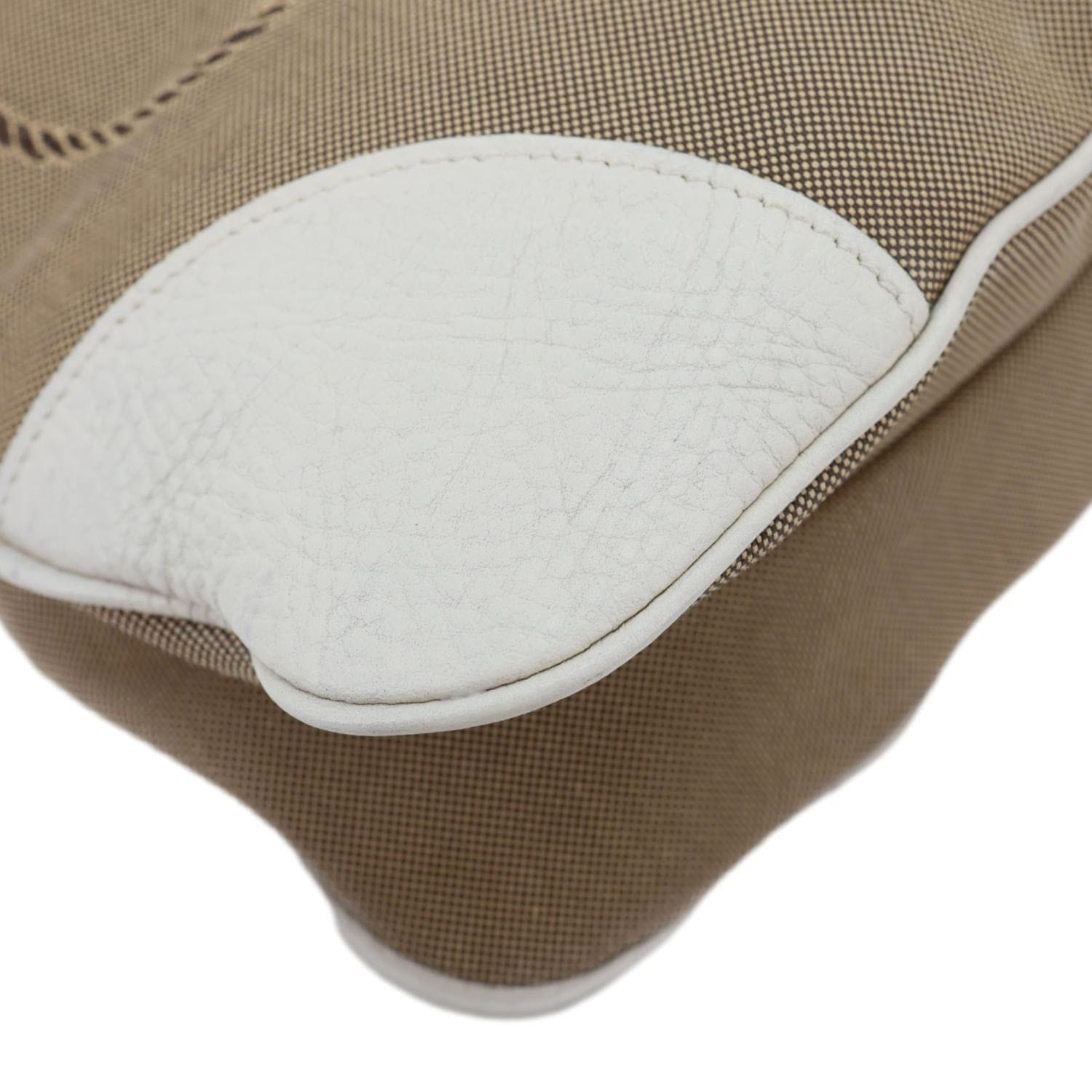 PRADA Logo Small Jacquard Canvas Messenger Bag Beige