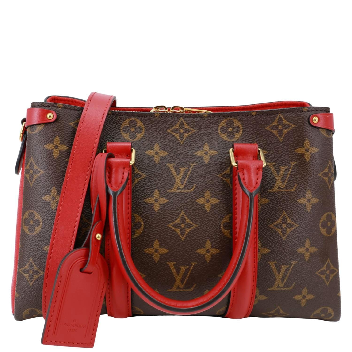 LOUIS VUITTON Soufflot BB Monogram Canvas Shoulder Bag Red