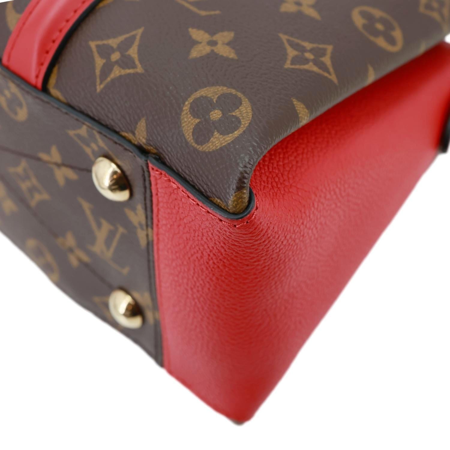 LOUIS VUITTON Soufflot BB Monogram Canvas Shoulder Bag Red