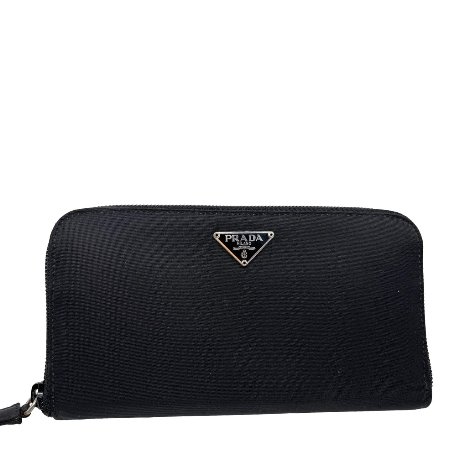 PRADA Tessuto Nylon Zip Around Long Wallet Black