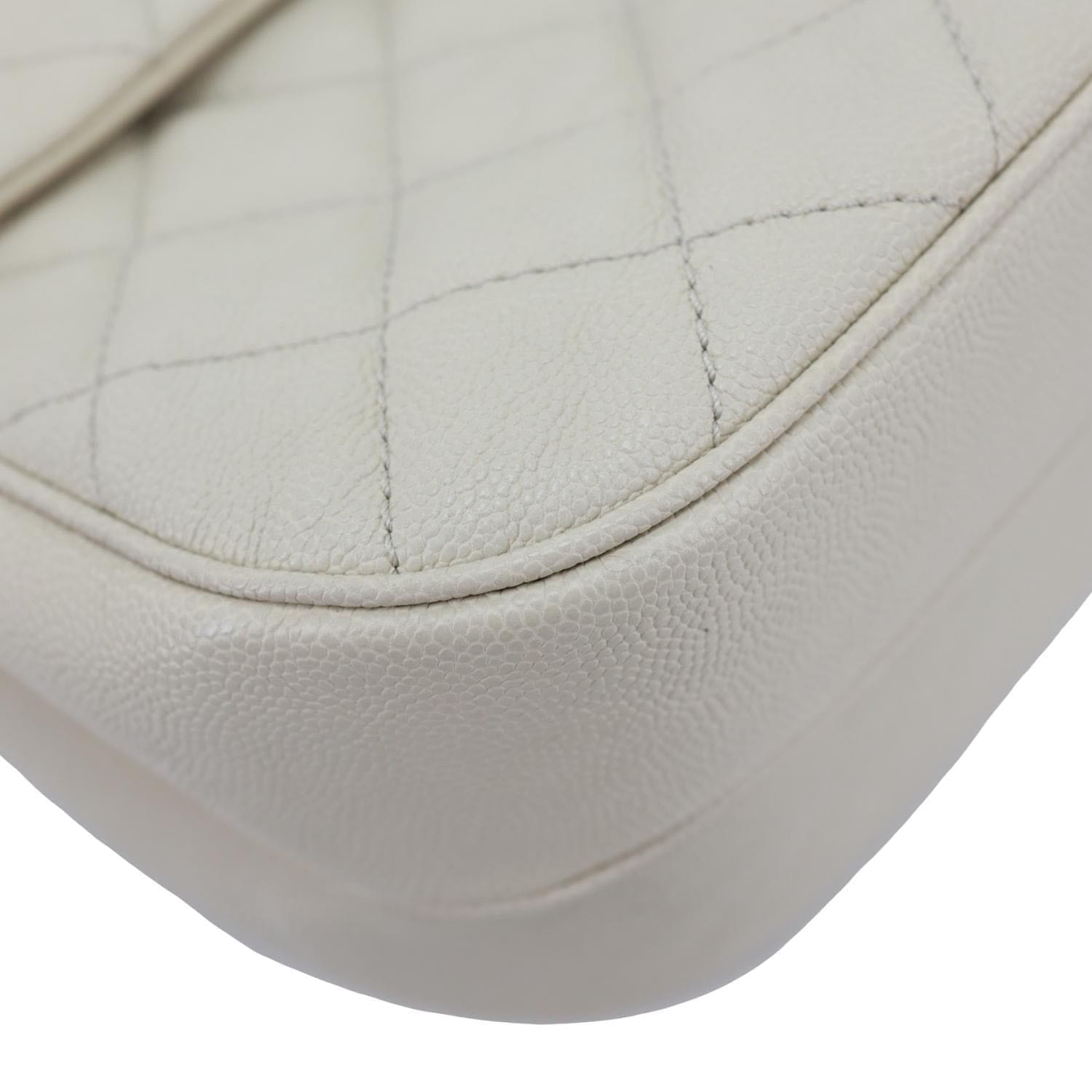 CHANEL Urban Companion Flap Quilted Caviar Leather Crossbody Bag Off White