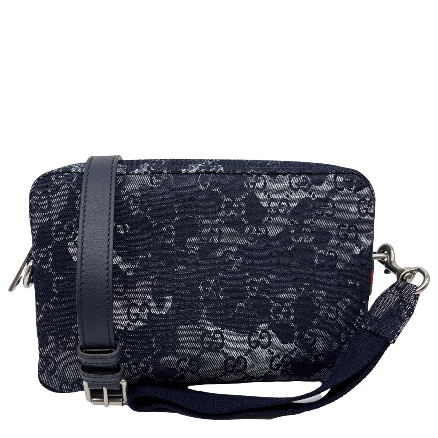 GUCCI Camouflage Small GG Monogram Denim Crossbody Bag Blue 849009