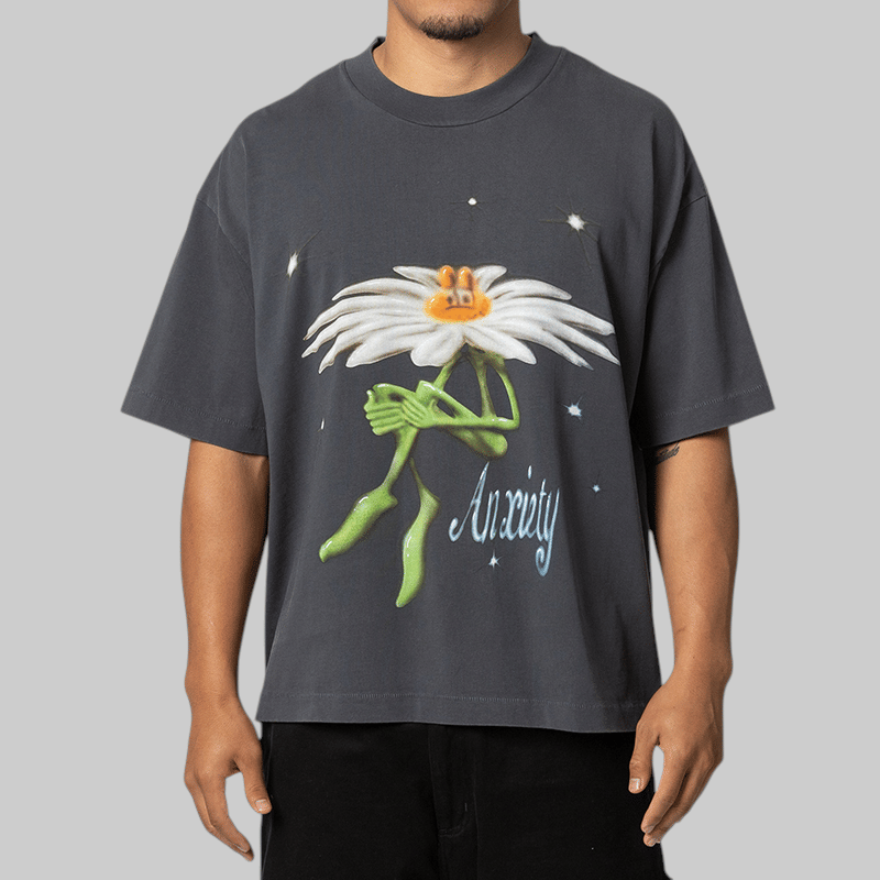 Jungles Jungles Anxiety Flower T-Shirt - Vintage Blue
