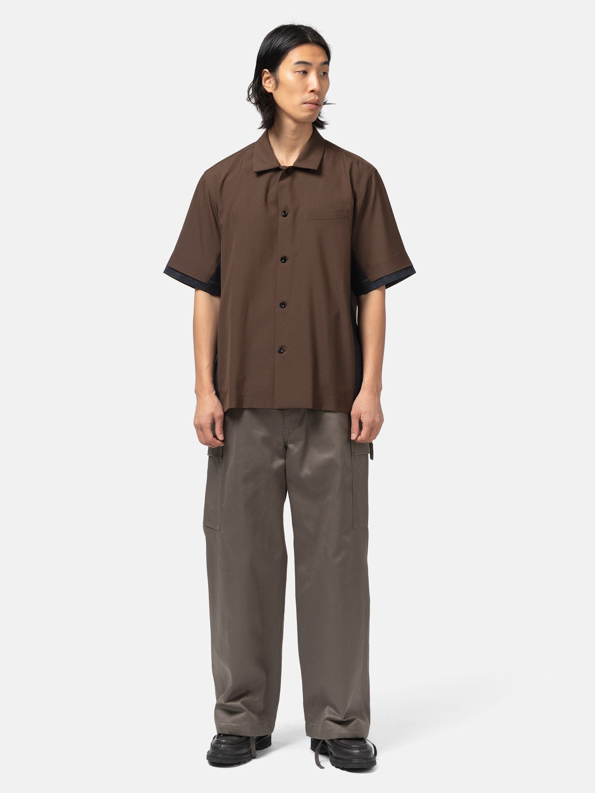 Sacai Suiting x Denim Shirt Brown x Indigo