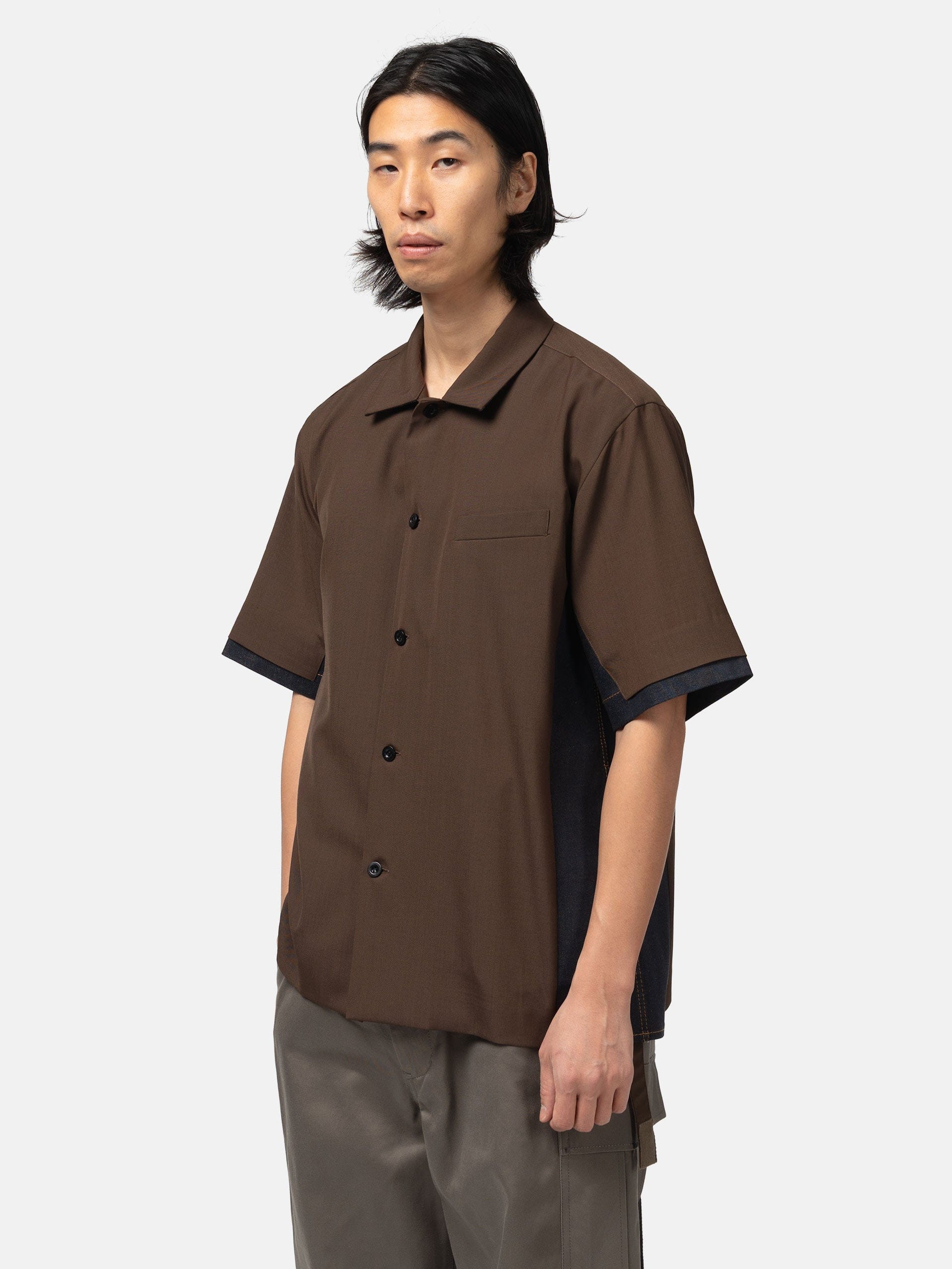 Sacai Suiting x Denim Shirt Brown x Indigo