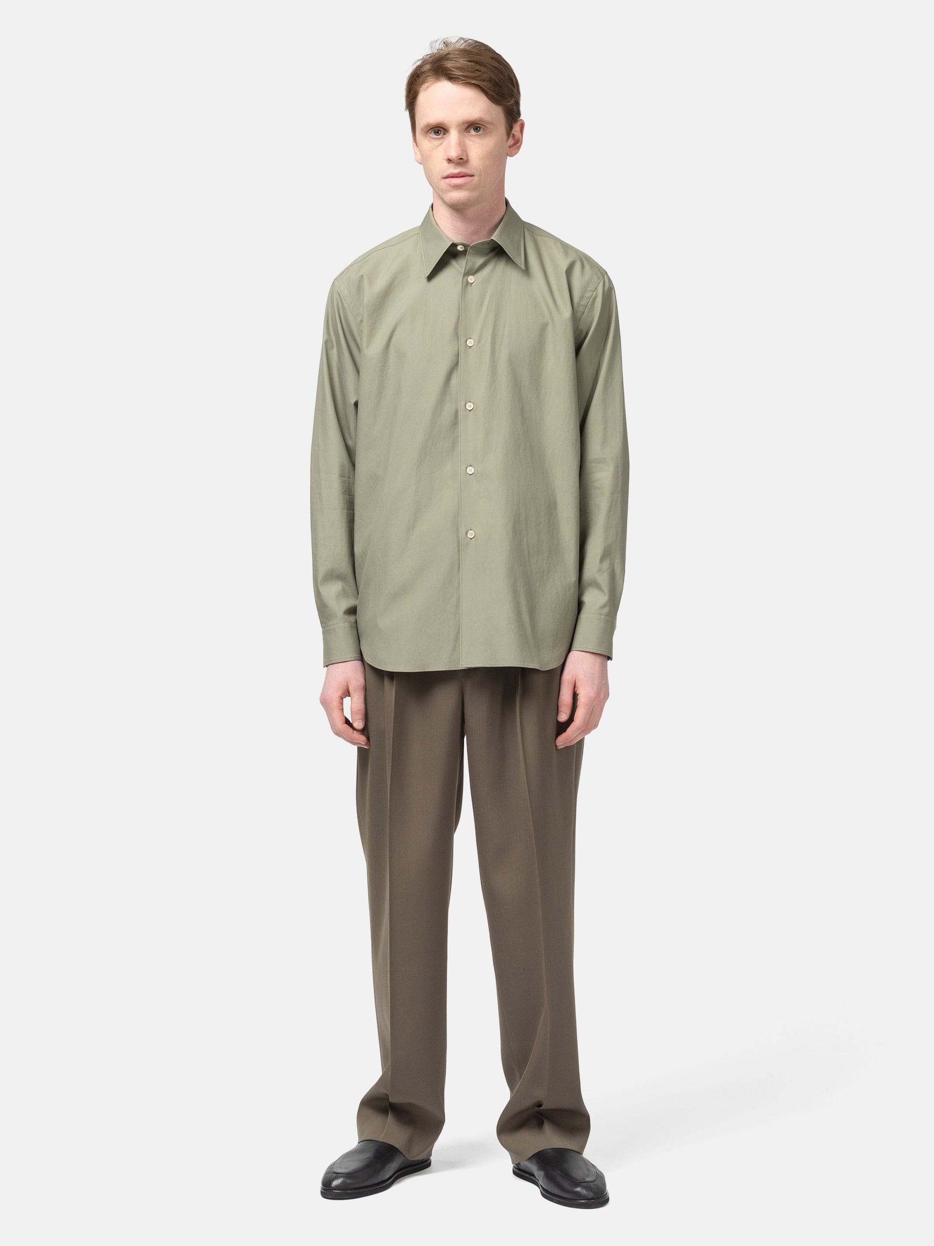 Auralee Washed Finx Twill Shirt Olive