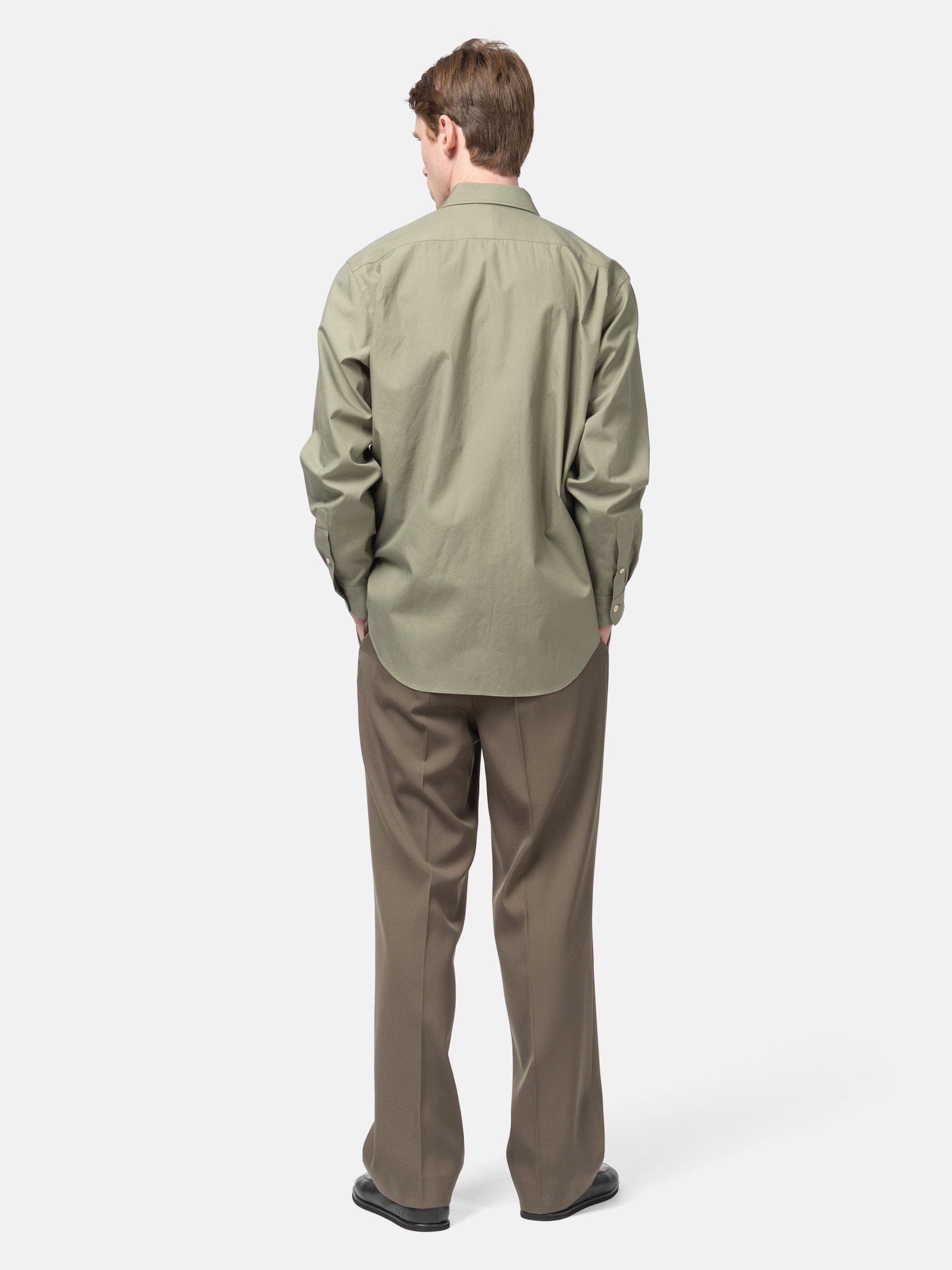 Auralee Washed Finx Twill Shirt Olive