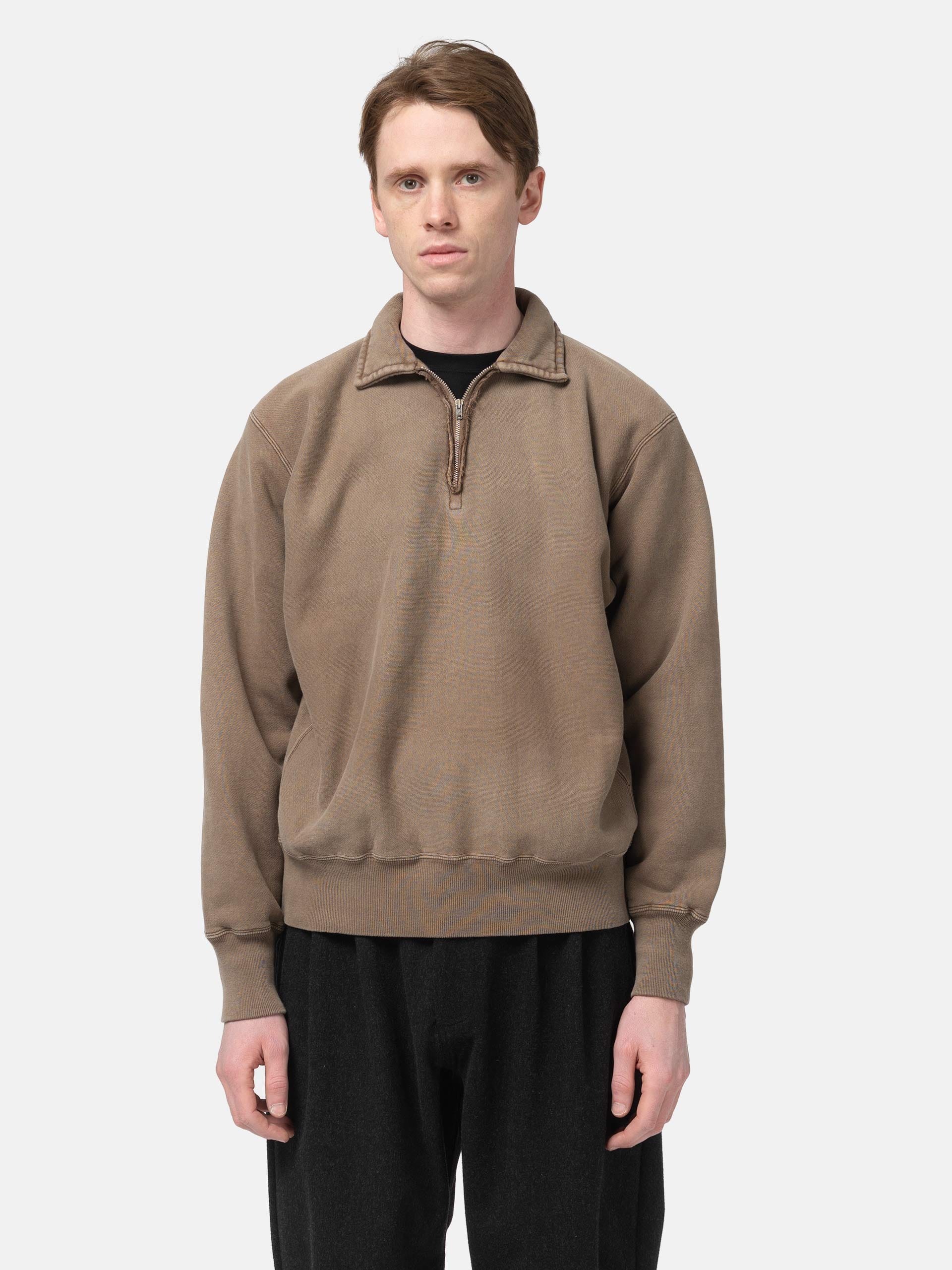 A.PRESSE Vintage Half Zip Sweatshirt Brown