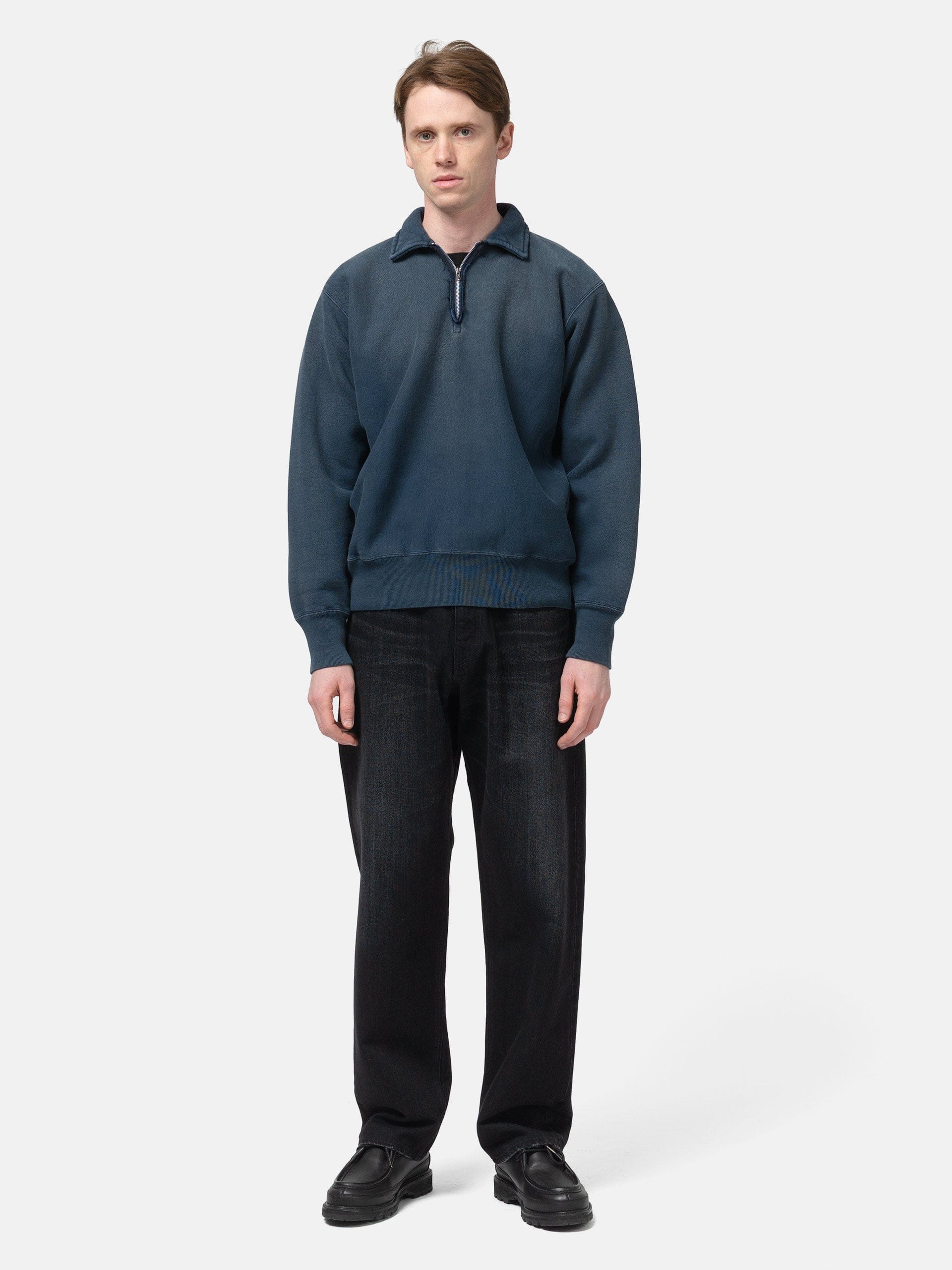 A.PRESSE Vintage Half Zip Sweatshirt Blue