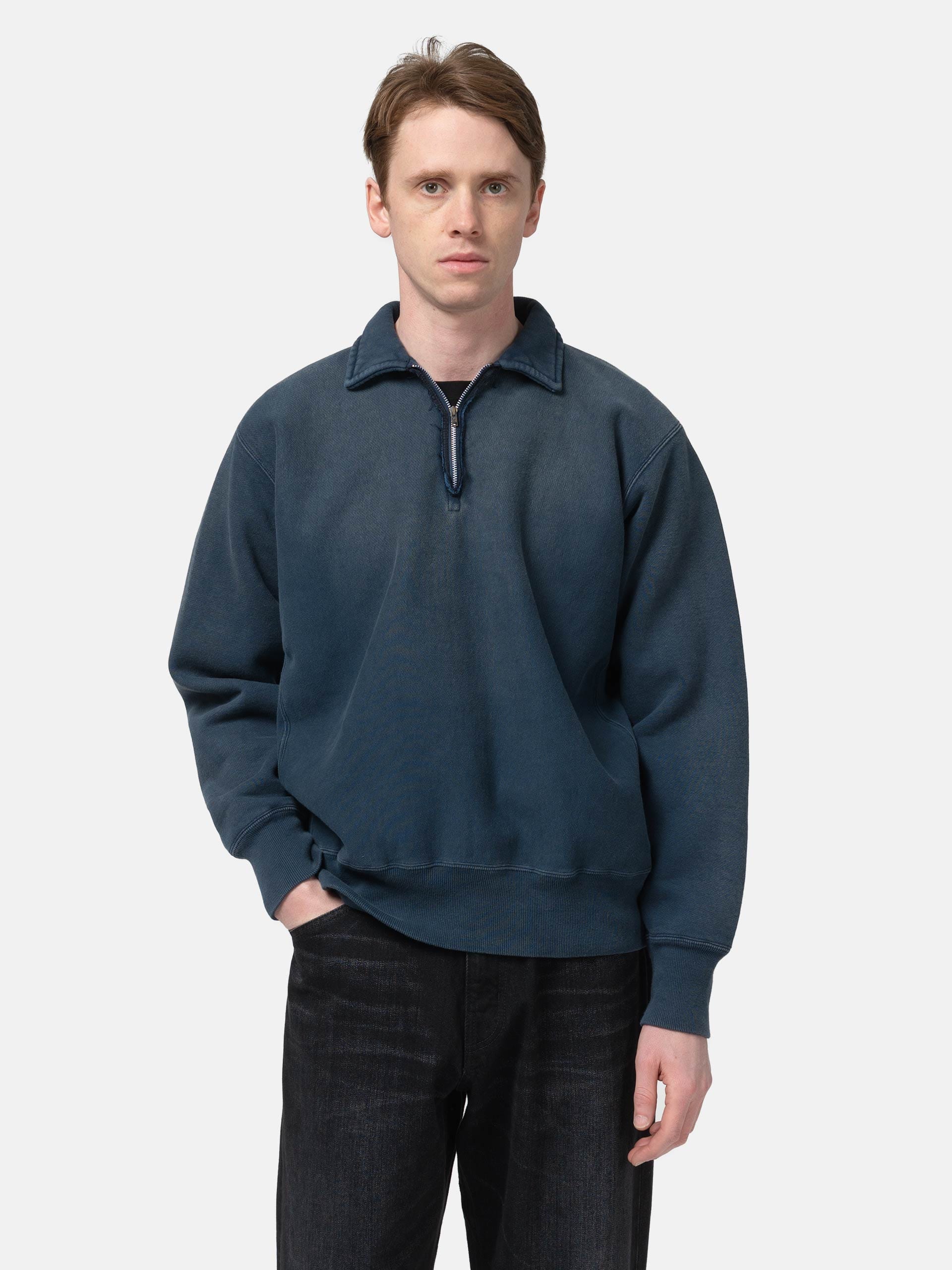 A.PRESSE Vintage Half Zip Sweatshirt Blue