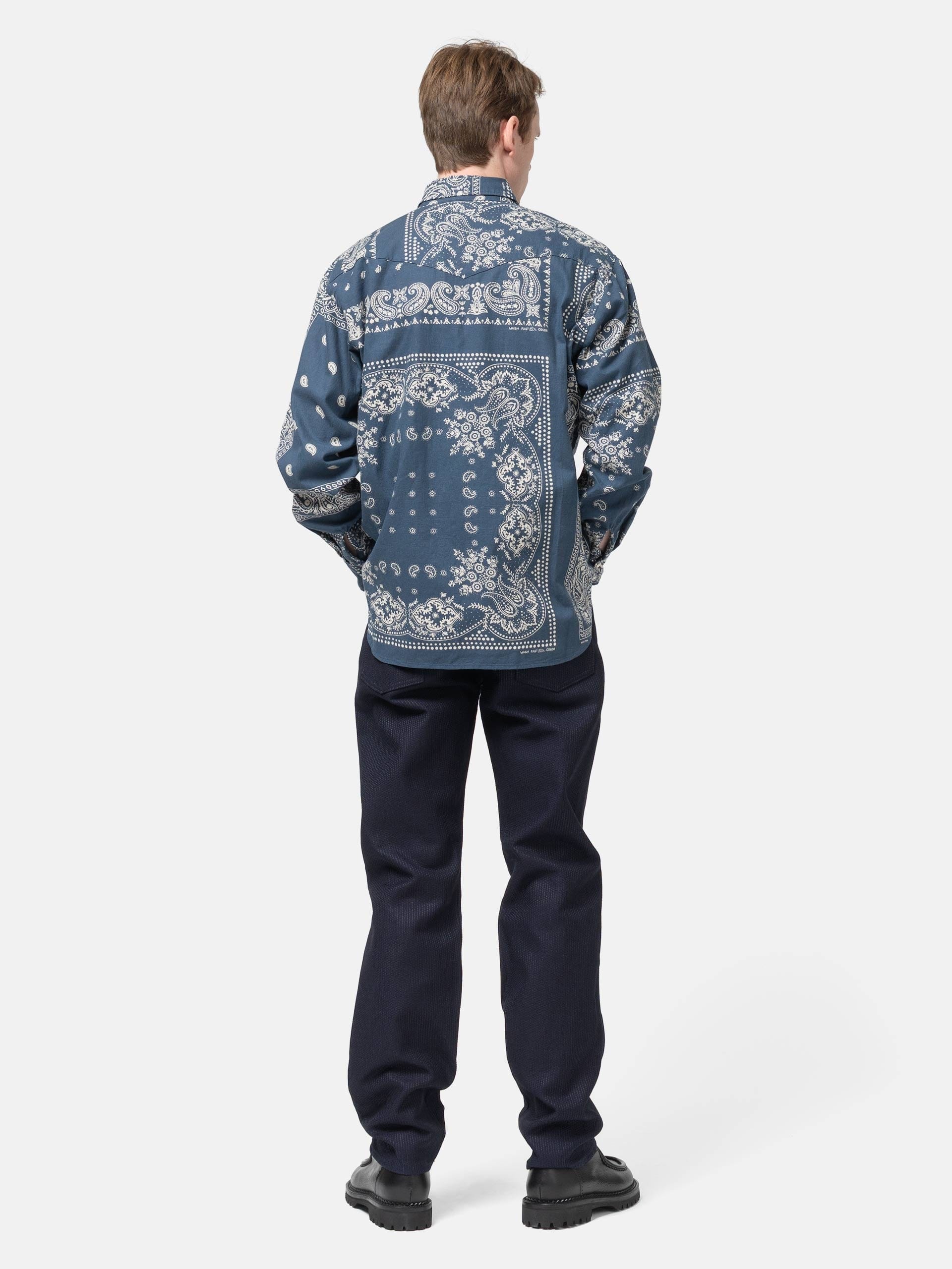 KAPITAL Viyella Flannel Bandanna HUSKY Western Shirt Navy