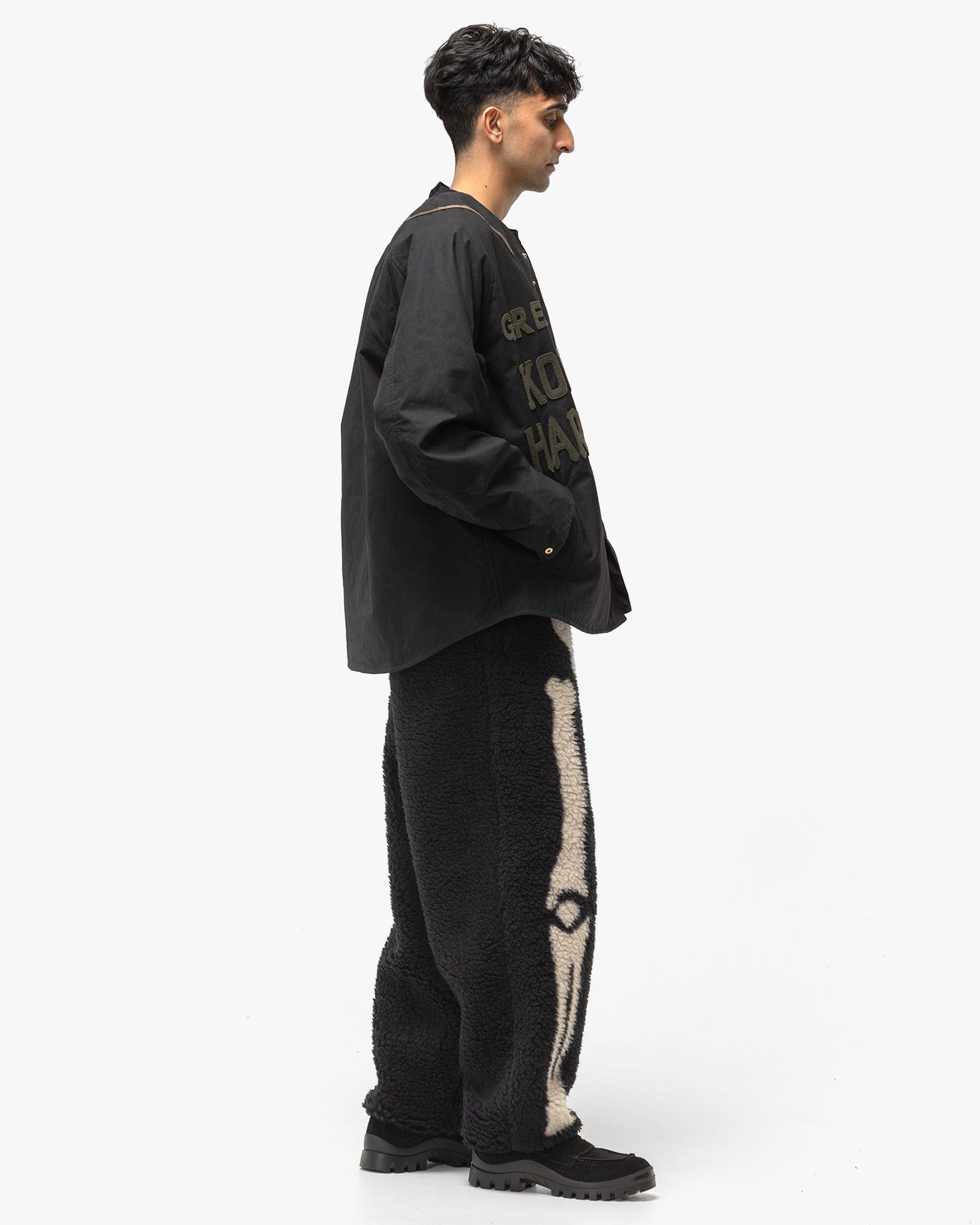 KAPITAL BONE Boa Fleece Easy Pants Black