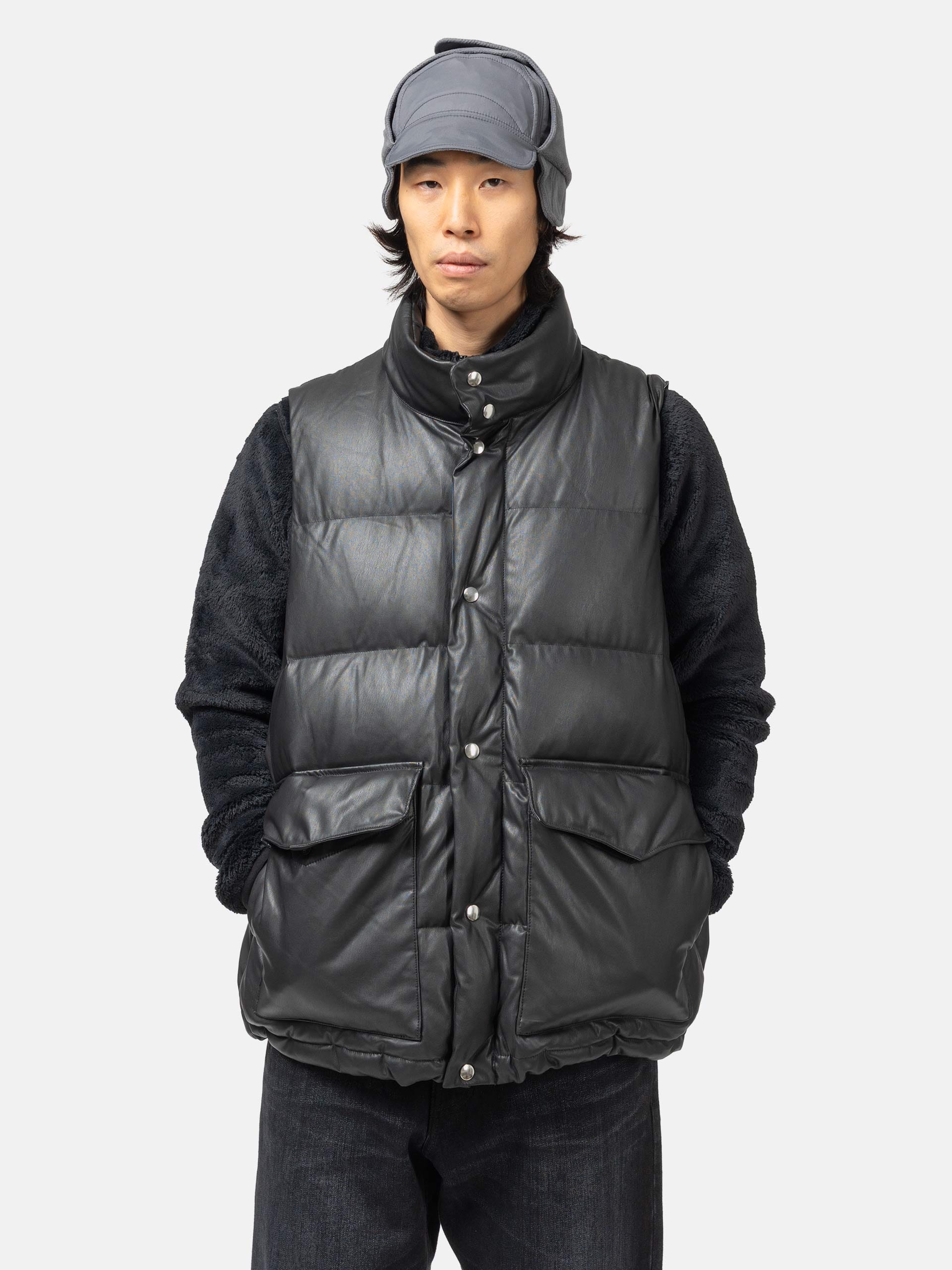 DAIWA Tech 2Way Leather Like Down Jacket Black