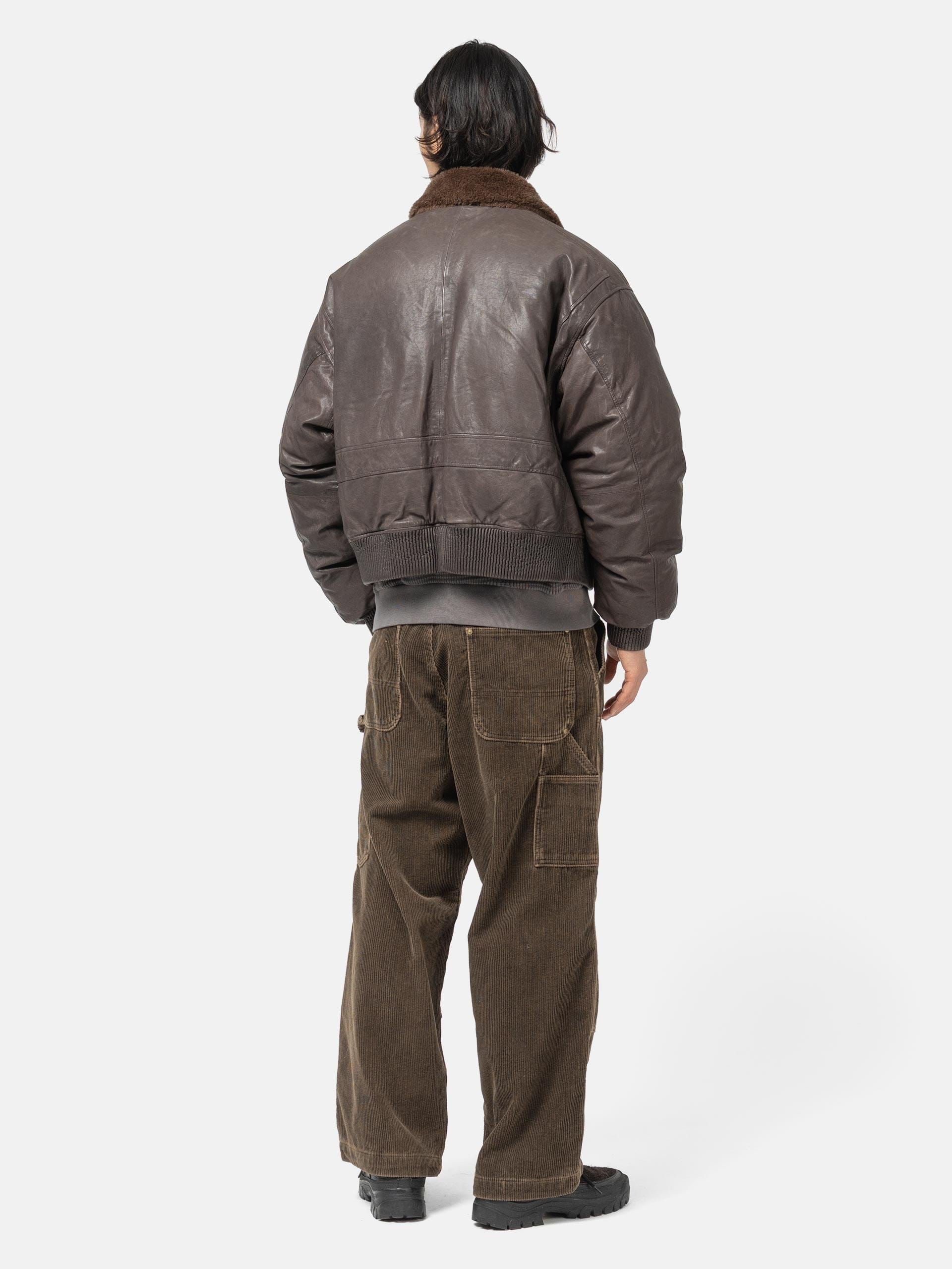 BEAMS Short Down G1 Leather Jacket Dark Brown